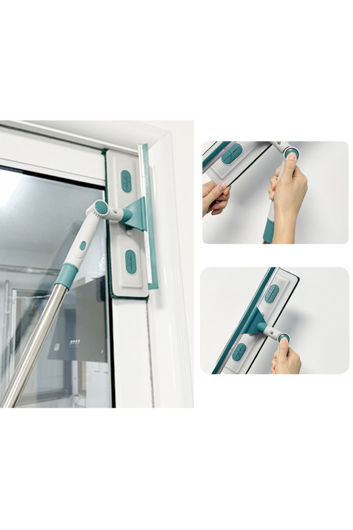 Viyogo-Window wiper with 2 microfiber cloths, 180° rotating, adjustable telescopic handle, 1-1.7m 5