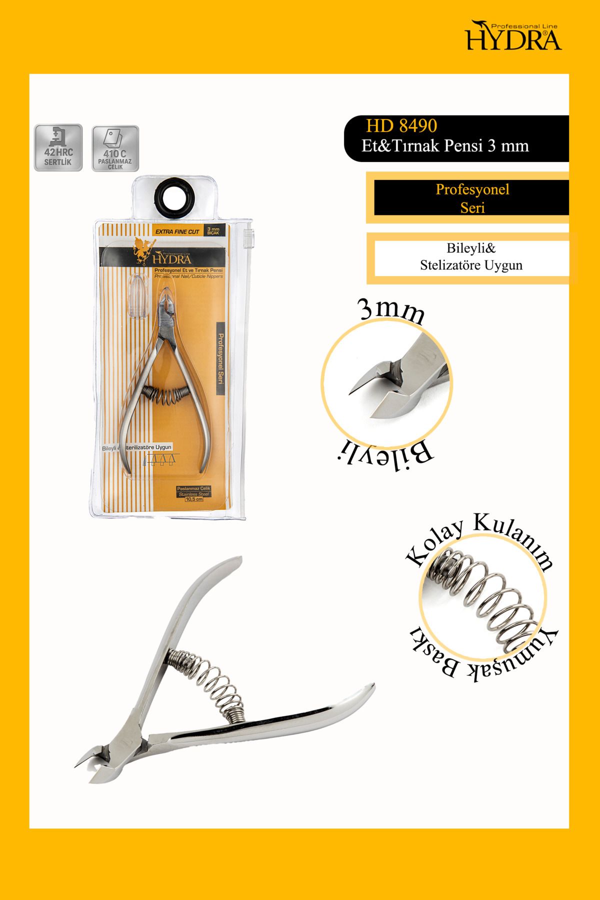 Hydra Profesyonel Et Ve Tırnak Pensi Bileyli 3 Mm Hd-8490