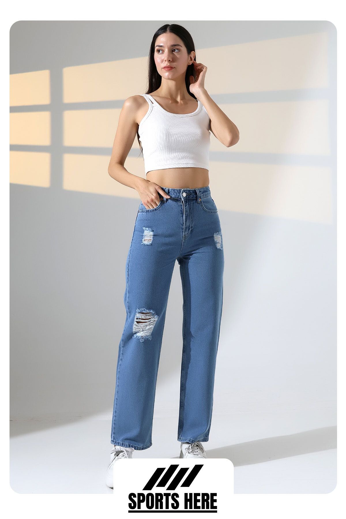 sports here LAZER DETAYLI JEANS (PANTOLON)