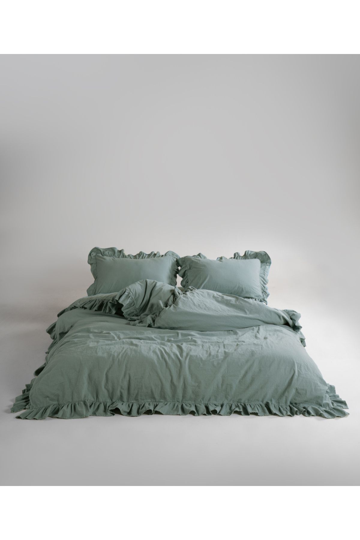 LİMASSO Stonewash 100% Yıkanmış Fırfırlı Pamuk Exclusive Nevresim Takımı -