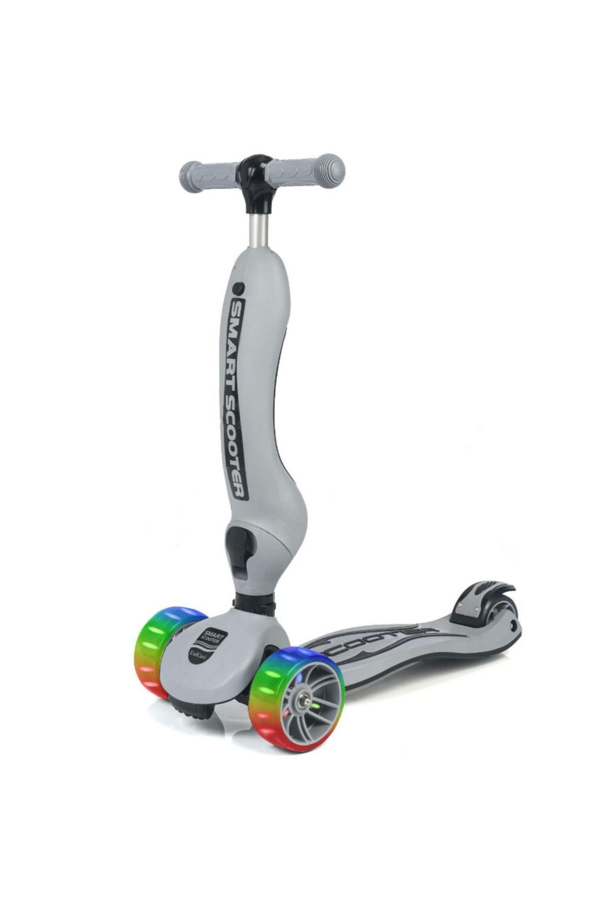 TOYFEST Smart Oturaklı 3 Tekerlekli Işıklı Scooter Bebe Gri