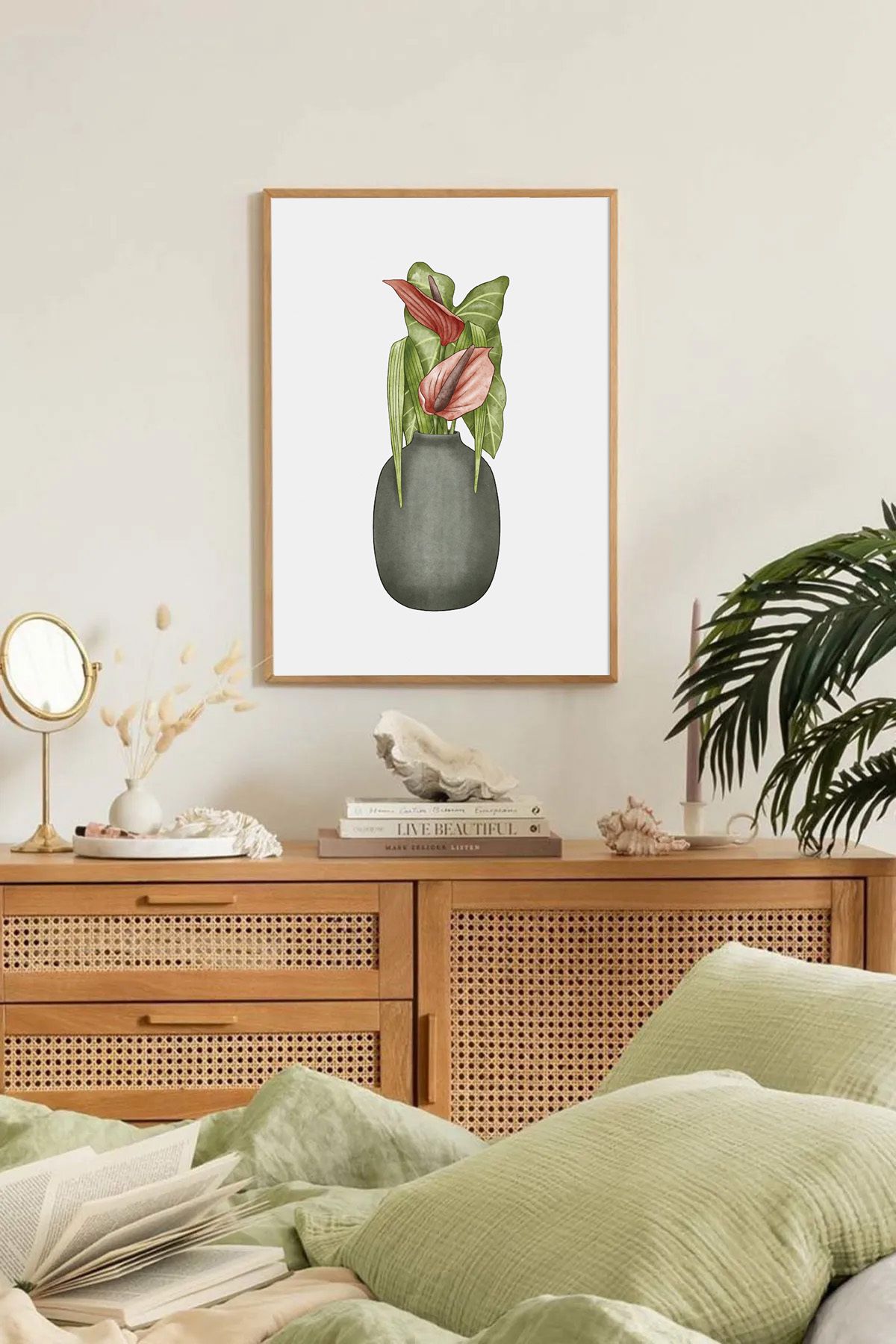 Dekorsiahome Tek Parça Ahşap Çerçeveli Oturma Odası Salon Mutfak Tablo TK0134