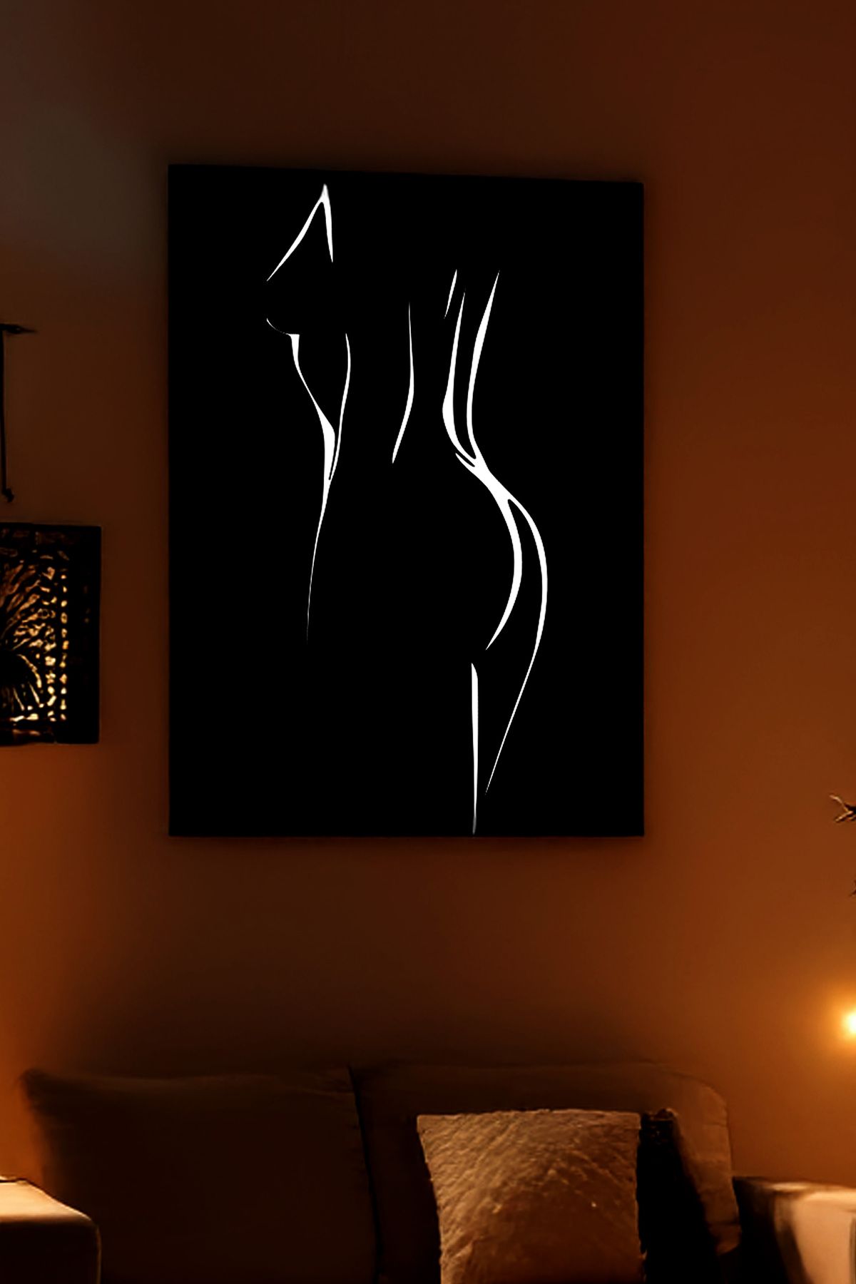 Angels Passion Reflektörlü Soyut Kadın Figürü Deri Duvar Dekoru - Minimalist Çizgi