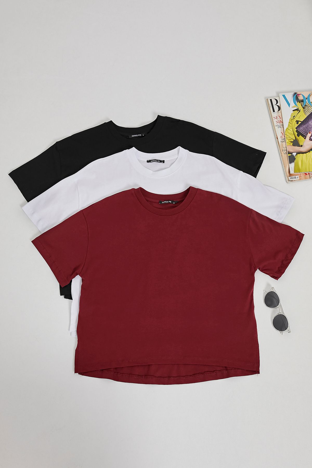 Arma Life ARMALIFE 24515 3 LÜ YANI YIRTMAÇLI BİS. YK. BASIC KADIN T-SHIRT