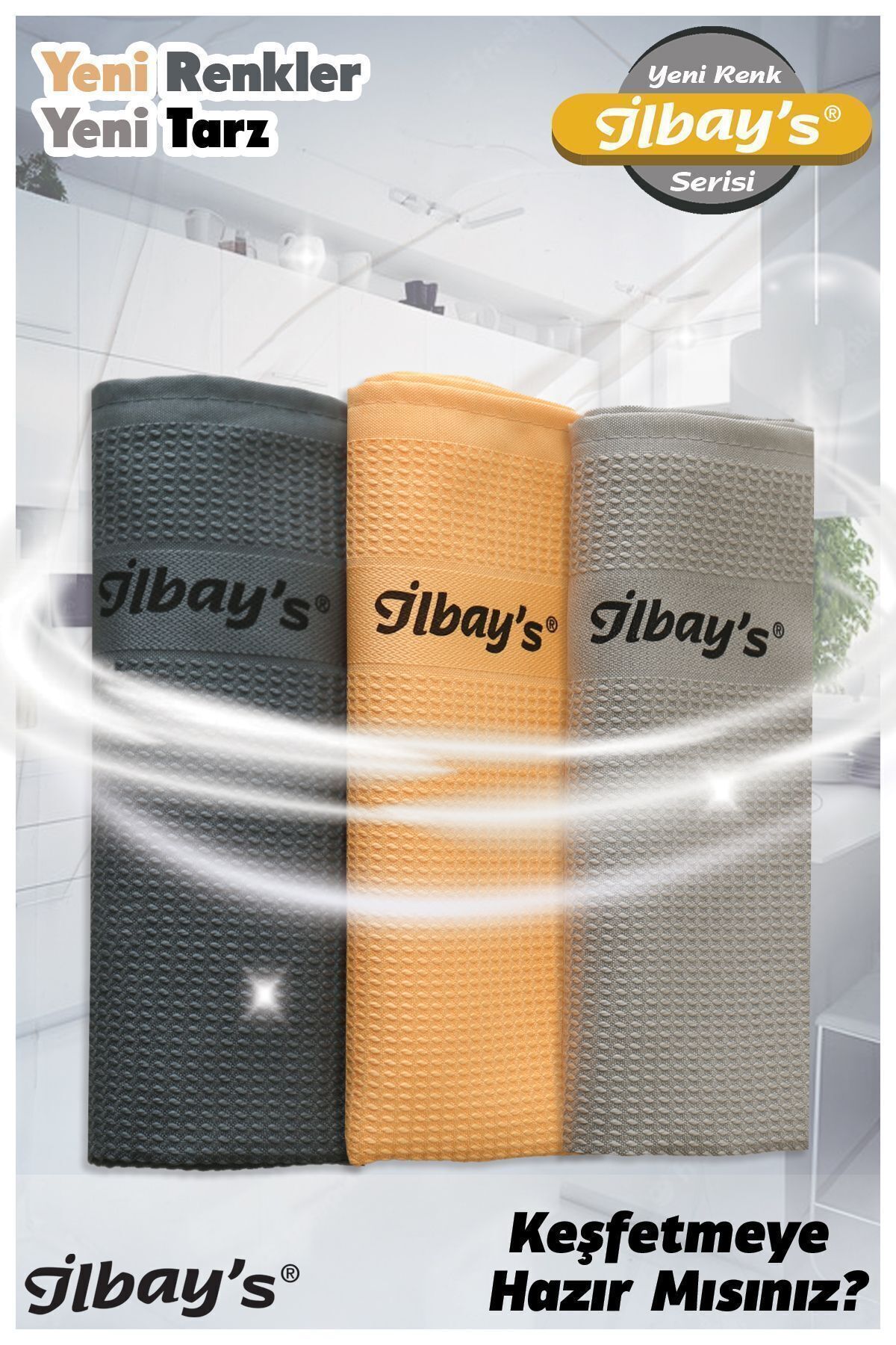 İLBAY'S İthal 3'lü Mikrofiber Temizlik Bezi (40*60cm) Baskılı Yeni Renk Serisi