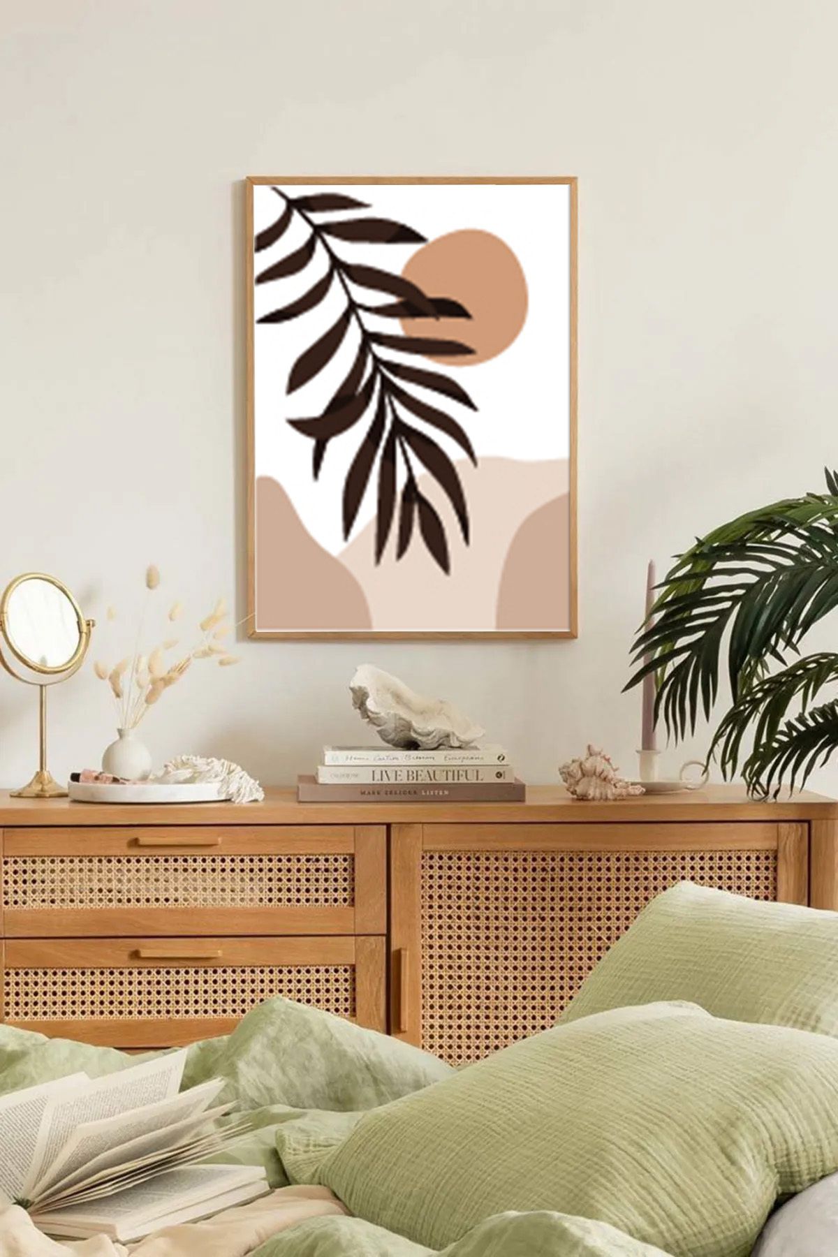 Dekorsiahome Tek Parça Ahşap Çerçeveli Oturma Odası Salon Mutfak Tablo TK0124
