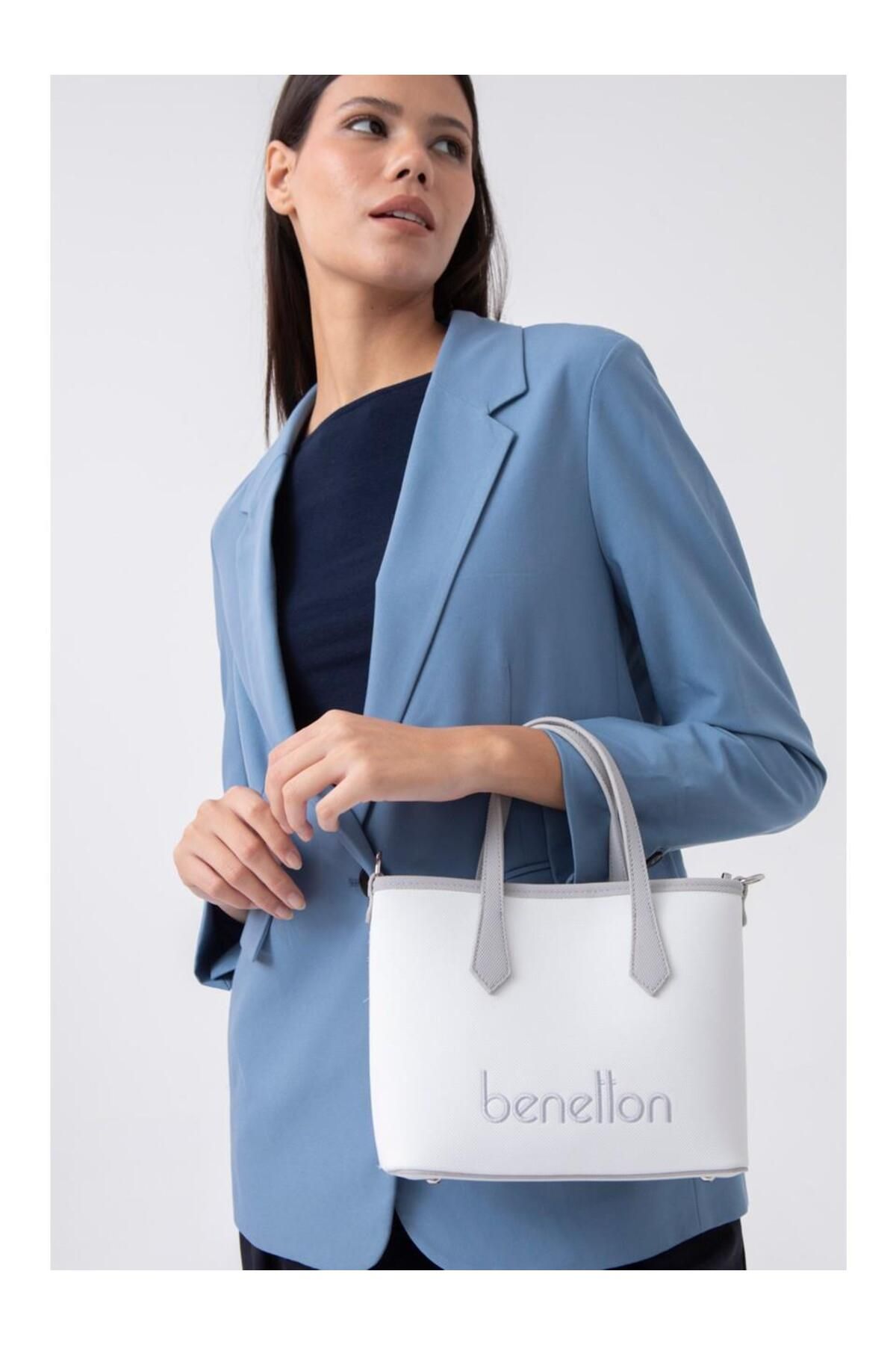 United Colors of Benetton KADIN EL ÇANTASI VE OMUZ ÇANTASI BEYAZ-AÇIK GRİ BNT1588