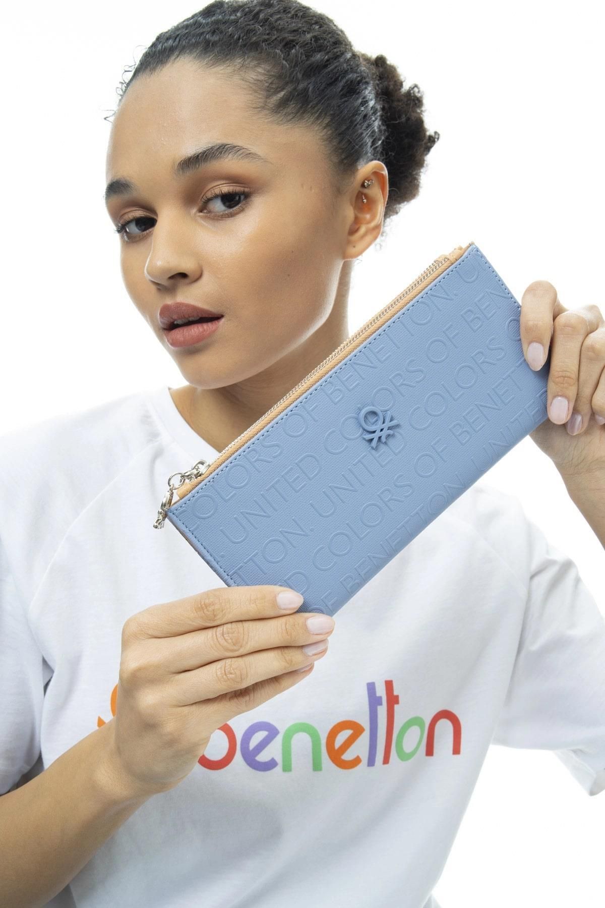 United Colors of Benetton BNT566 Mavi Kadın Cüzdanı
