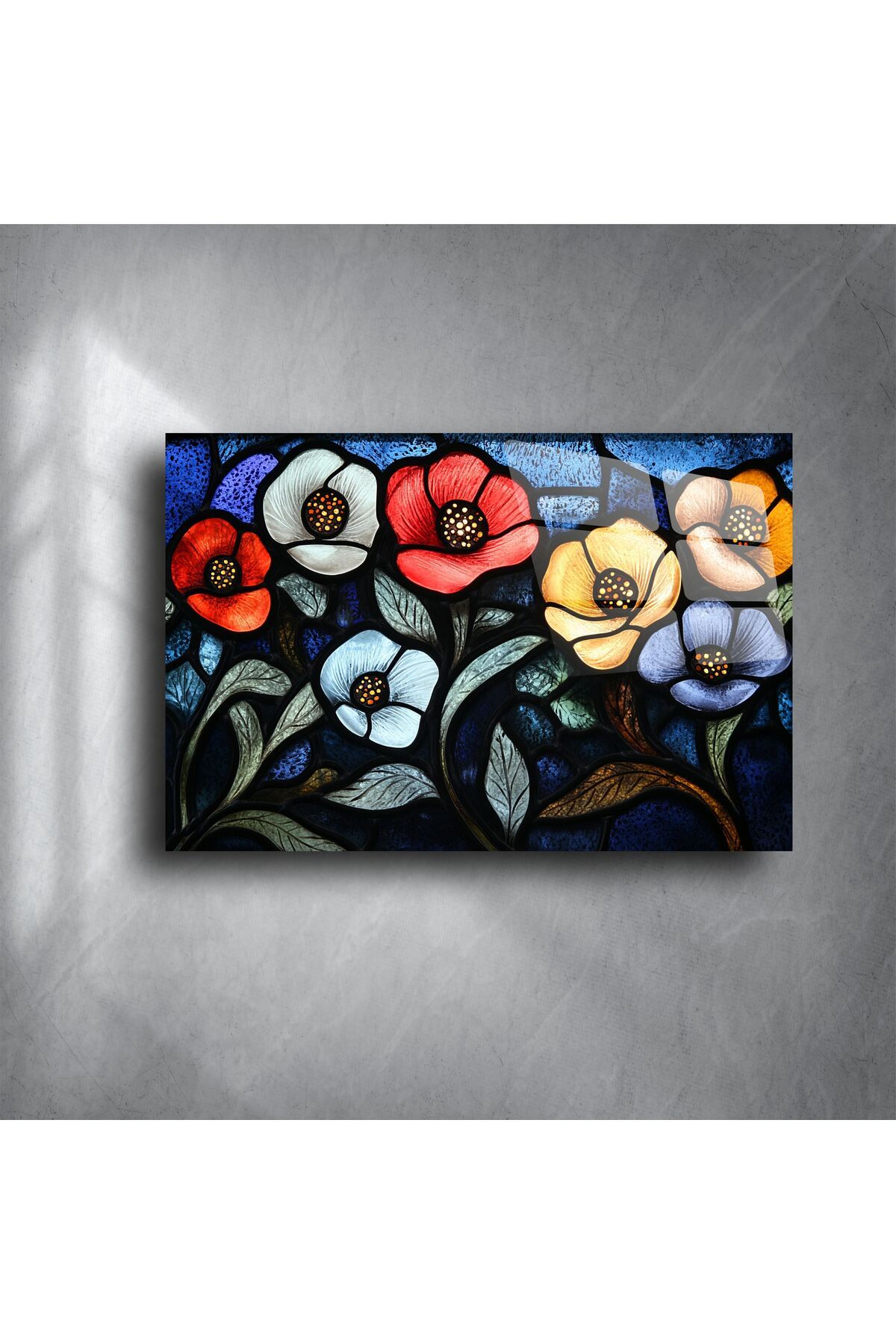 LEYLASER Cam Tablo Vitray Stil Çiçek Deseni