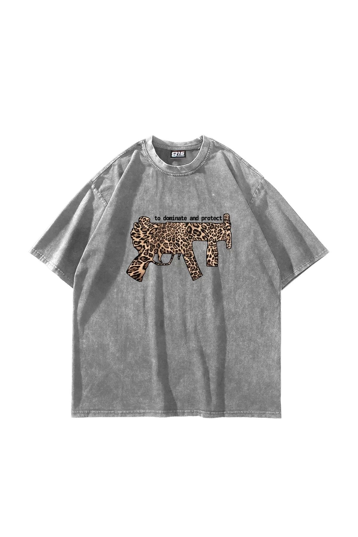 Bak Moda Dominate Baskılı Oversize Unisex Yıkamalı Beyaz Tshirt