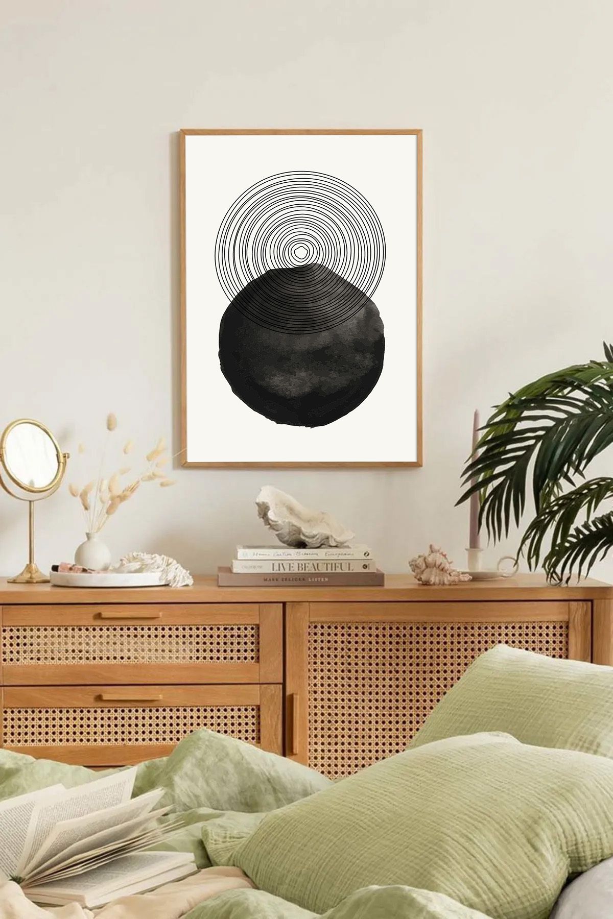 Dekorsiahome Tek Parça Ahşap Çerçeveli Oturma Odası Salon Mutfak Tablo TK0126