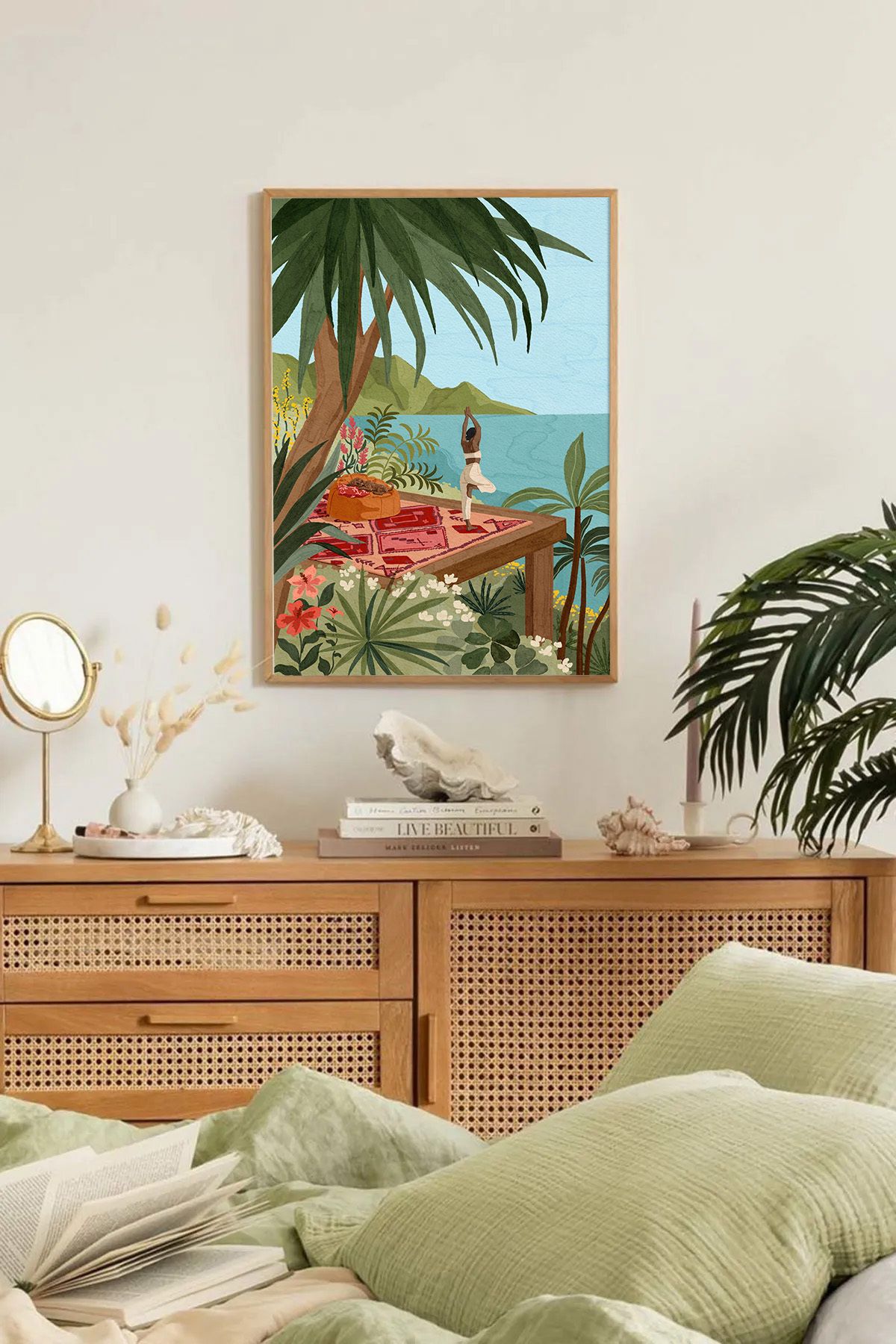 Dekorsiahome Tek Parça Ahşap Çerçeveli Oturma Odası Salon Mutfak Tablo TK0117