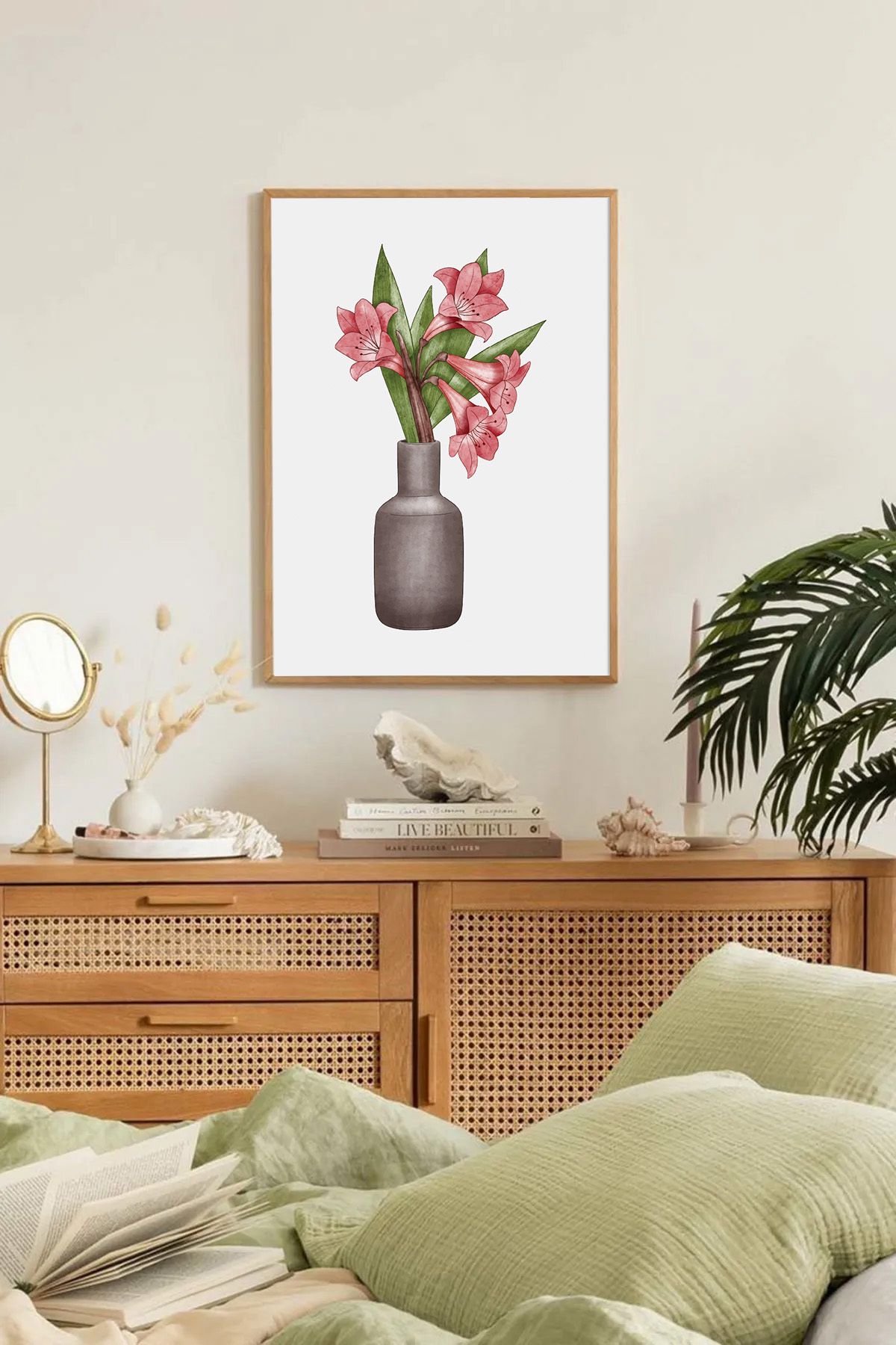 Dekorsiahome Tek Parça Ahşap Çerçeveli Oturma Odası Salon Mutfak Tablo TK0135