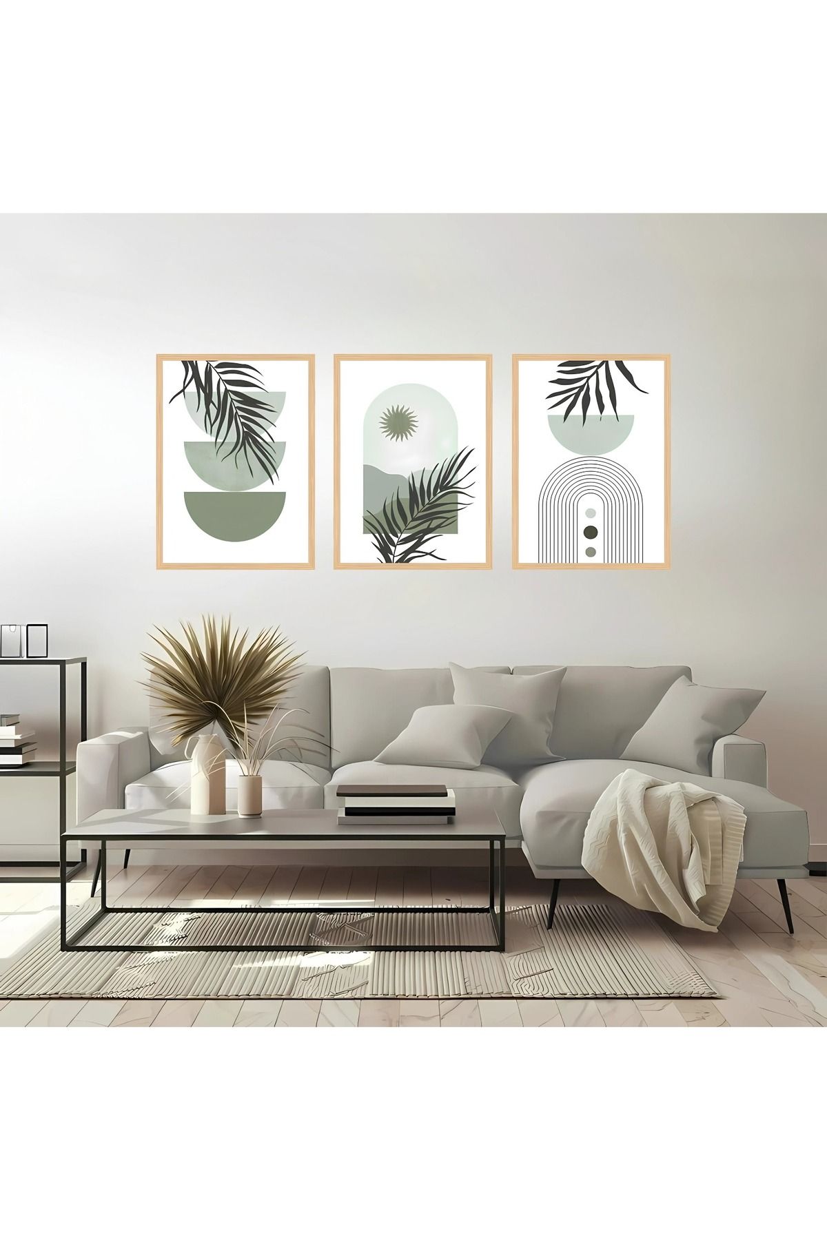 Tuba Decor 3 Parça Ahşap Çerçeve Görünümlü MDF Poster Tablo Seti