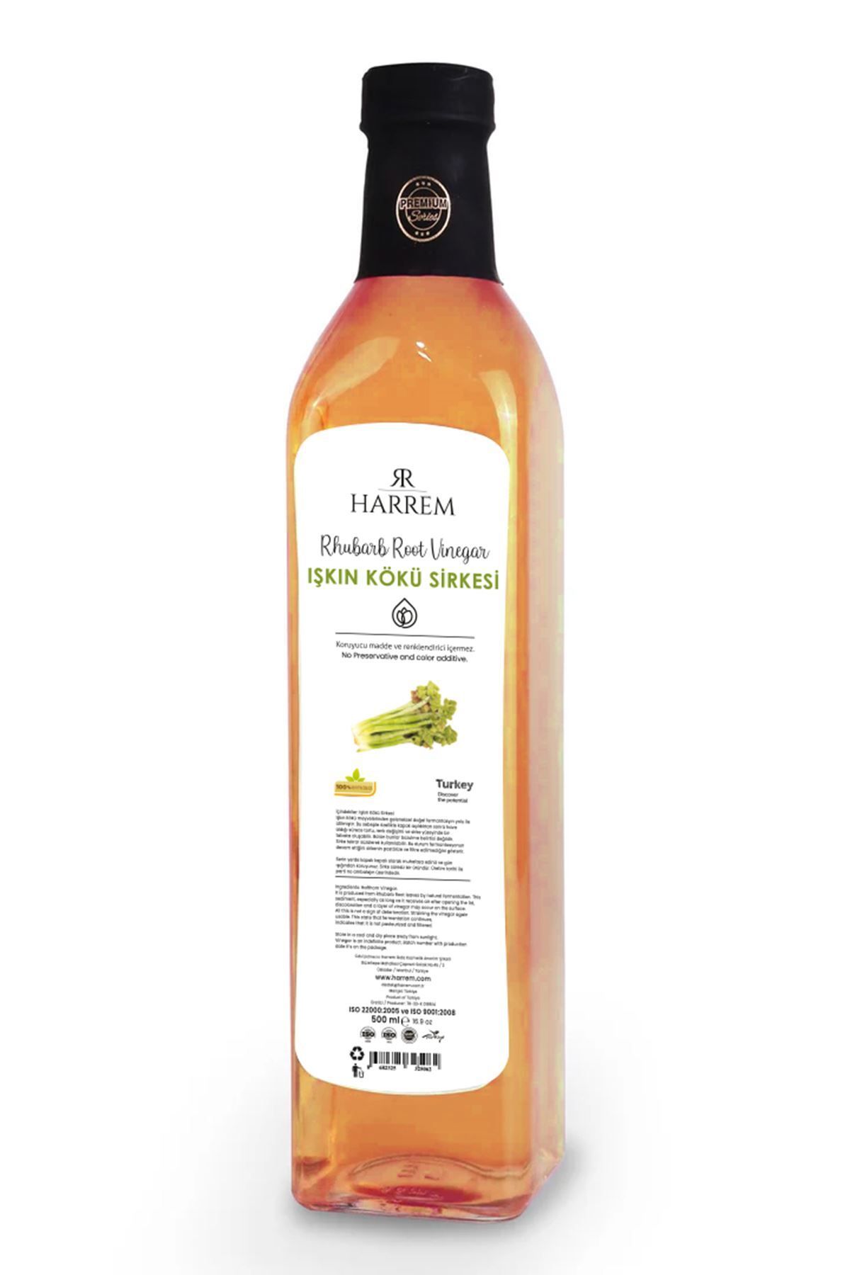 Harrem Işkın Kökü Sirkesi Doğal Fermantasyon 500ml Cam Şişe