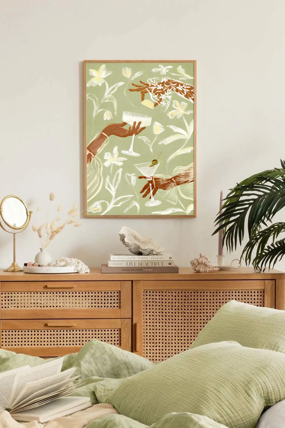 Dekorsiahome Tek Parça Ahşap Çerçeveli Oturma Odası Salon Mutfak Tablo TK0212