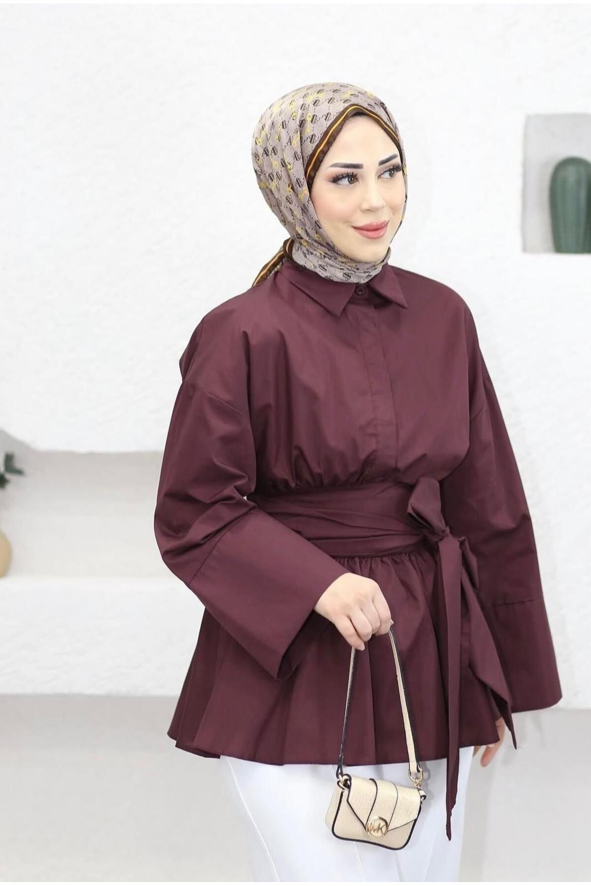 Chef d'atelier Beli Bağlamalı Geniş Kol Gömlek