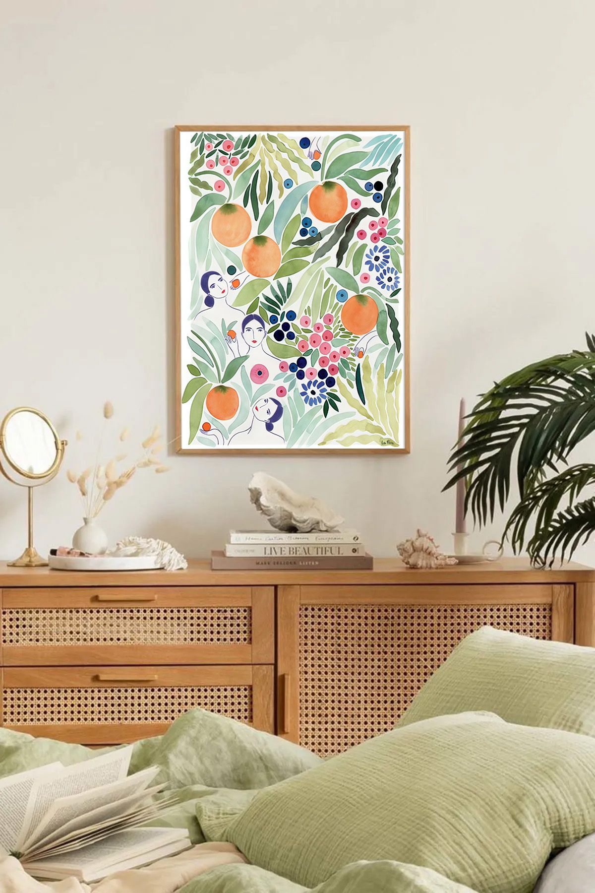 Dekorsiahome Tek Parça Ahşap Çerçeveli Oturma Odası Salon Mutfak Tablo TK0216