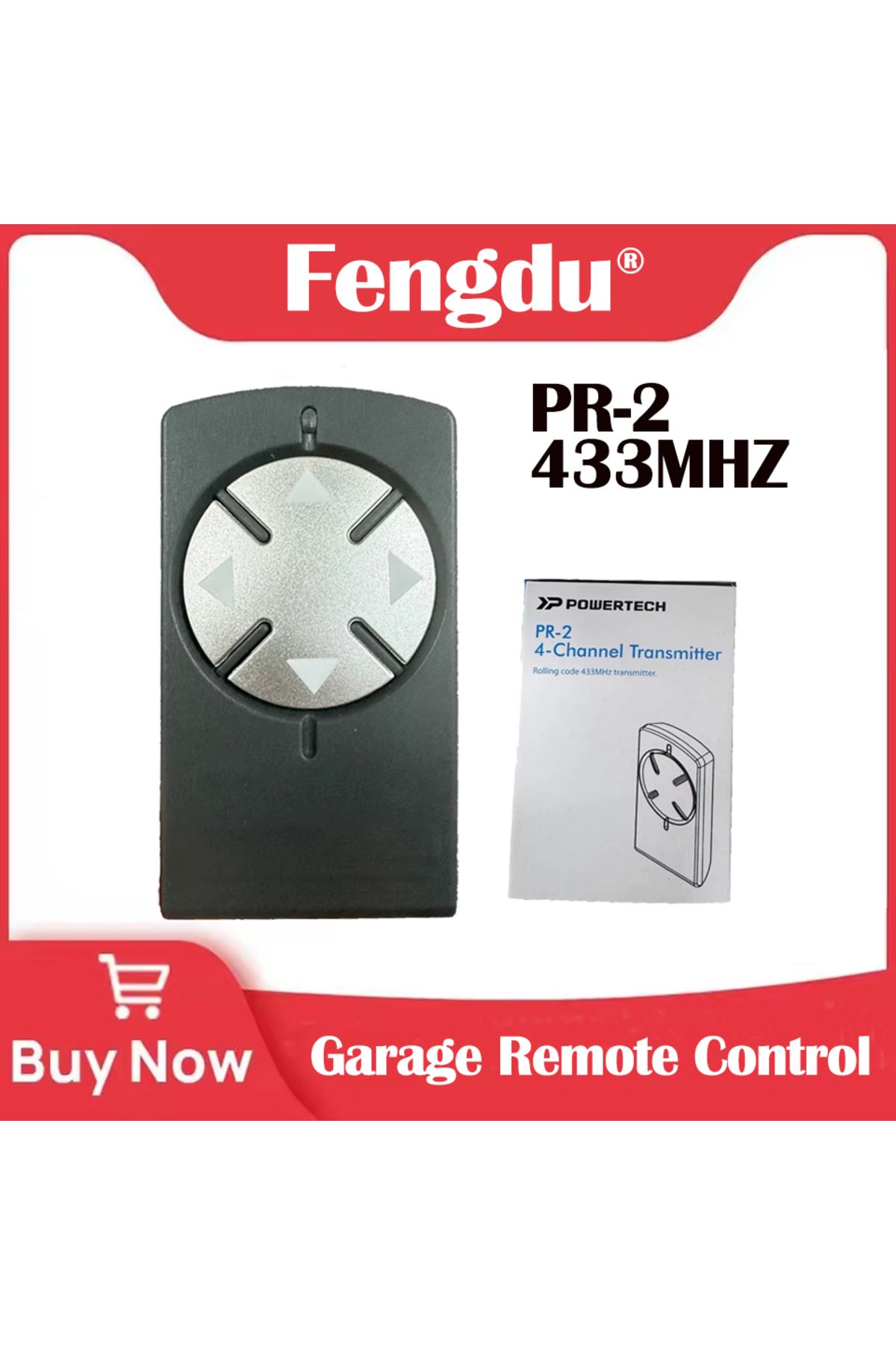 Choice-1PCS Powertech PR1 PR2 PR4 R2 Remote Control 433.92MHz Rolling Code 4-Channel Transmitter for Garage 1