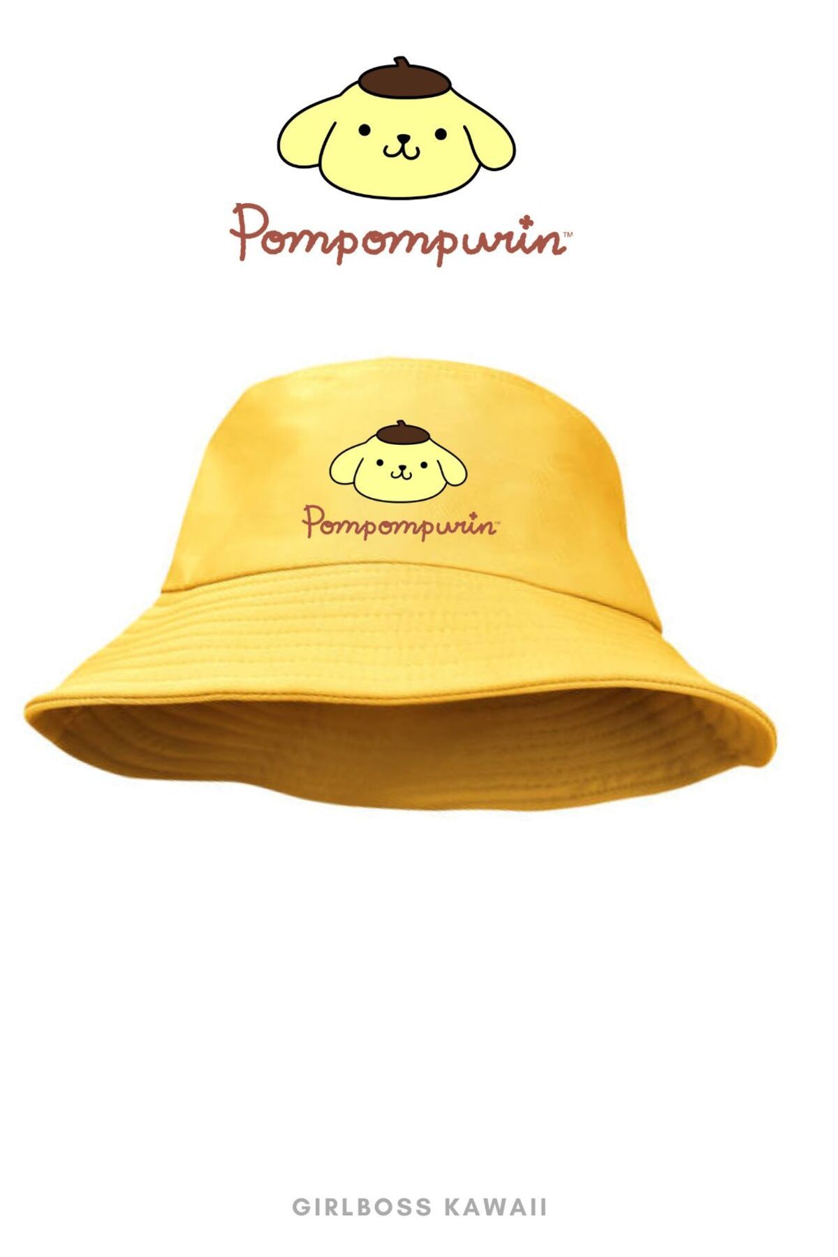 Girlboss Kawaii Girlboss Pompompurin bucket kova şapka sarı unisex 10 farklı model