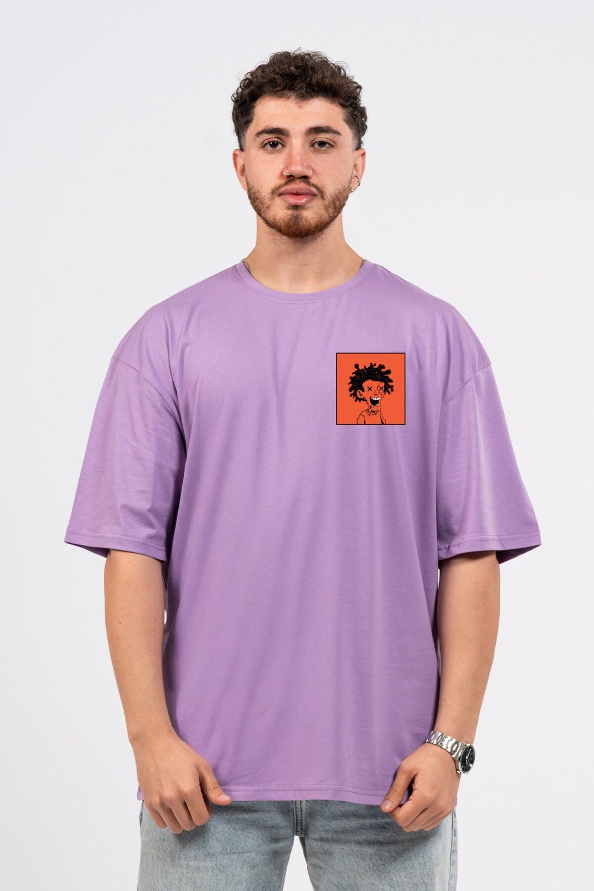 LUMARTA Oversize Curly Man Baskılı Tshirt