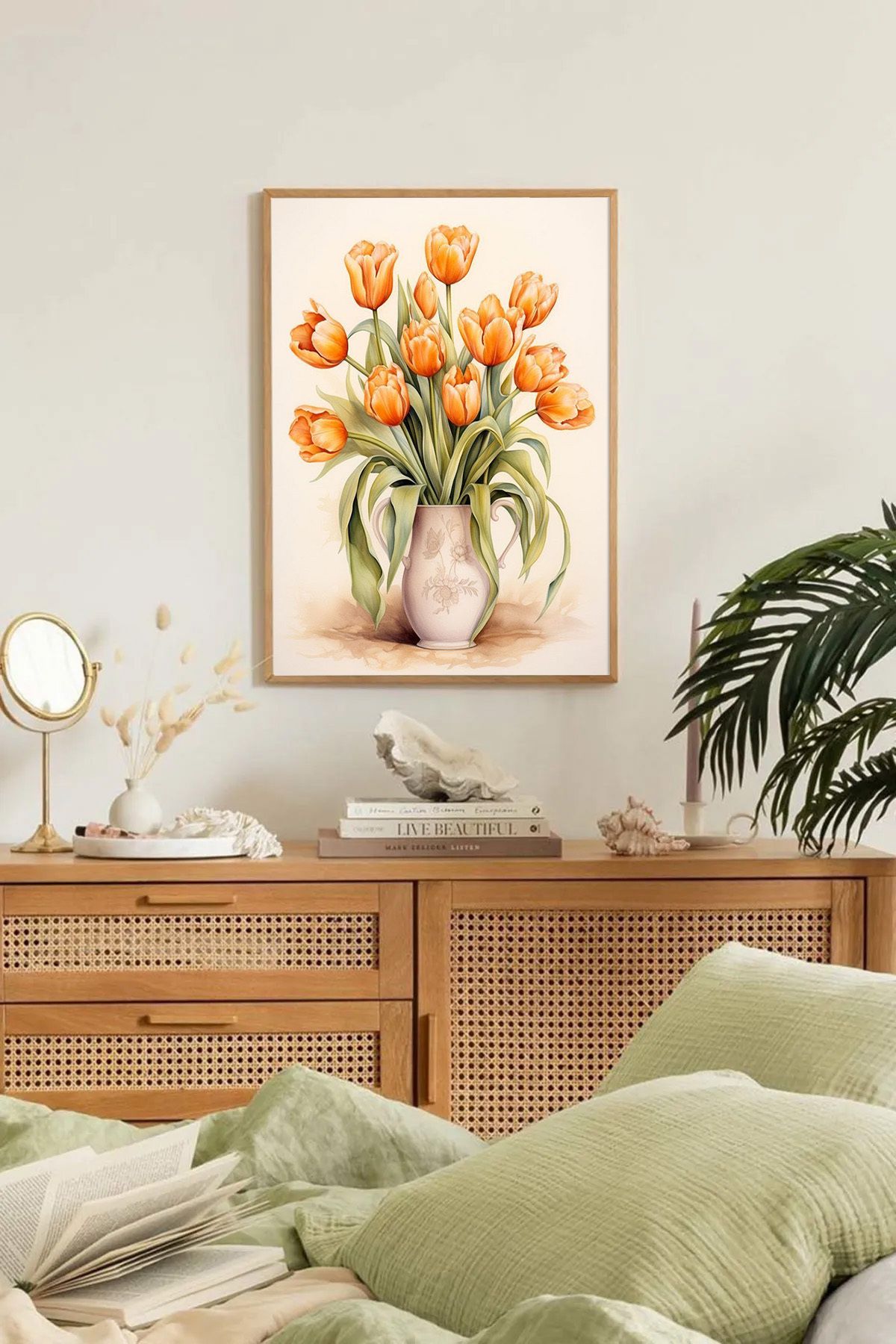 Dekorsiahome Tek Parça Ahşap Çerçeveli Oturma Odası Salon Mutfak Tablo TK0209