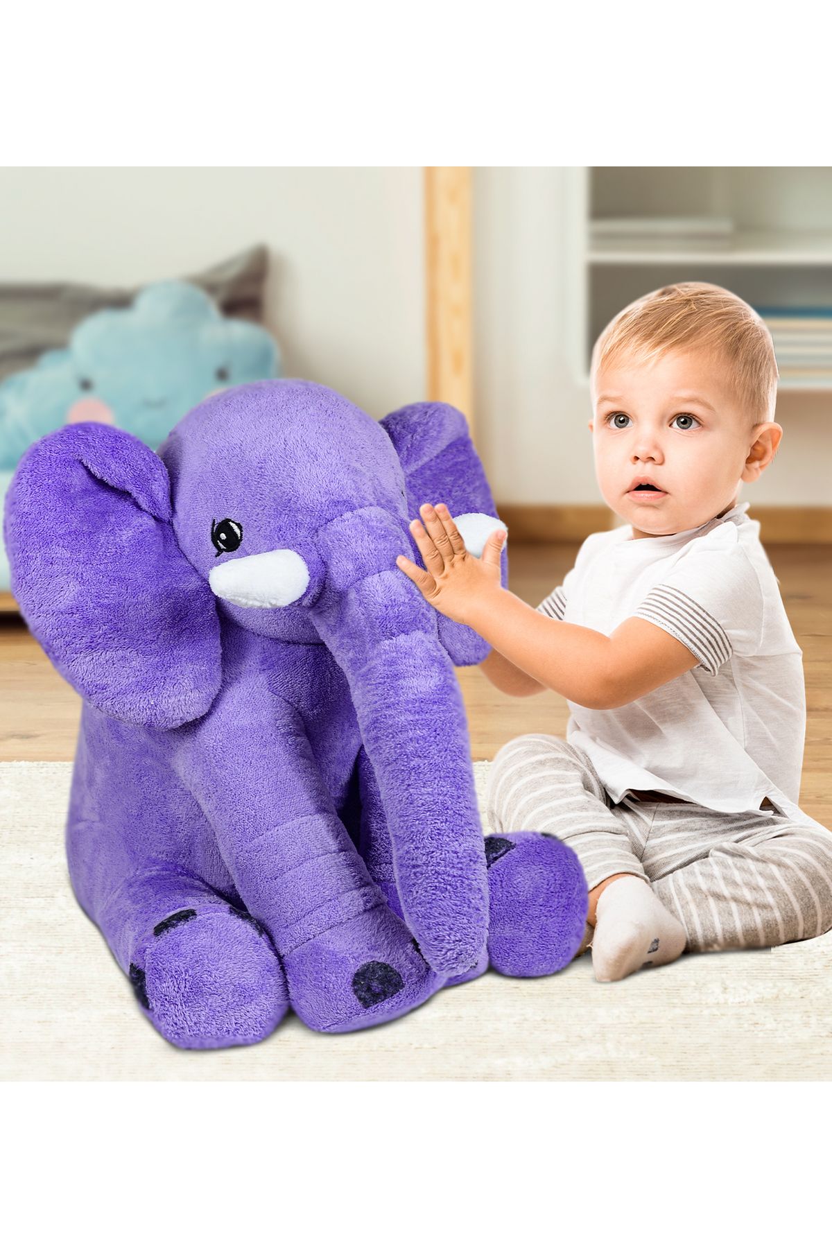 Özgüner Oyuncak Uyku Arkadaşım Fil - Sevimli Yumuşak Peluş Fil 80 Cm