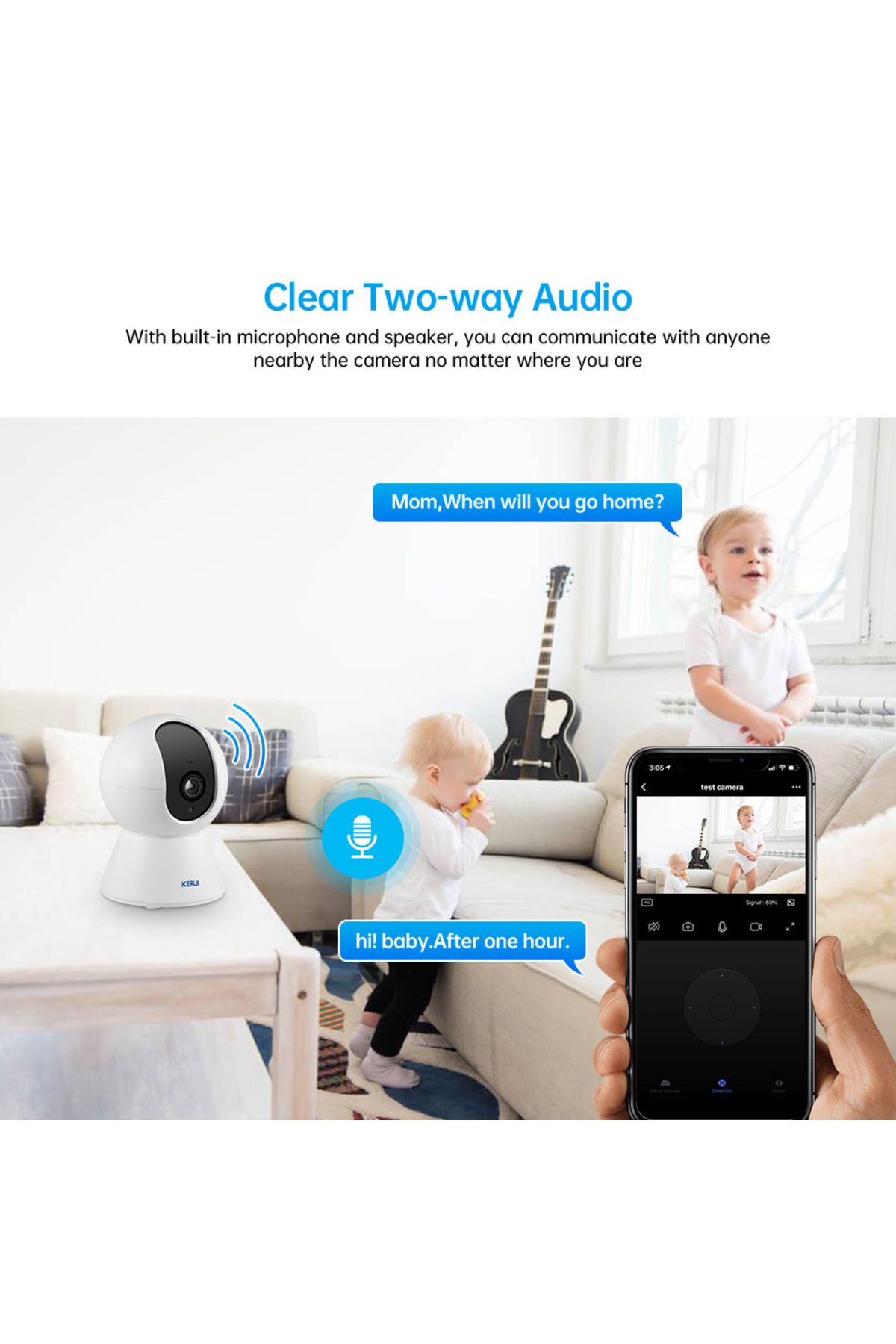 Choice-كاميرا IP 5 ميجابكسل بمقبس الاتحاد الأوروبي KERUI Mini داخلية لاسلكية 5 ميجابكسل Tuya Smart WiFi IP كاميرا أمان منزلية CCTV Su 6