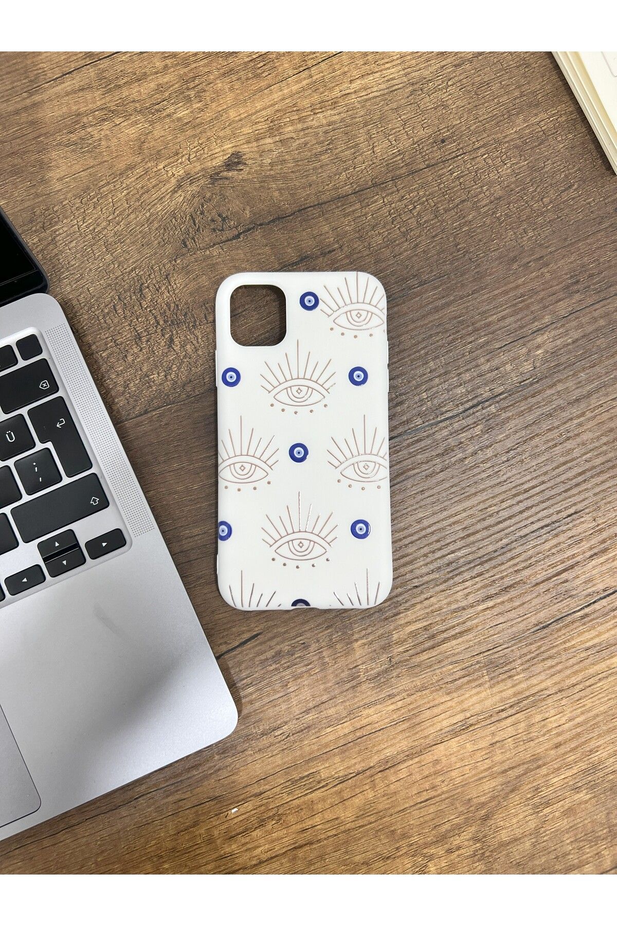 HZR Iphone 11 Beyaz Nazar Boncuk Desenli Silikon Kılıf