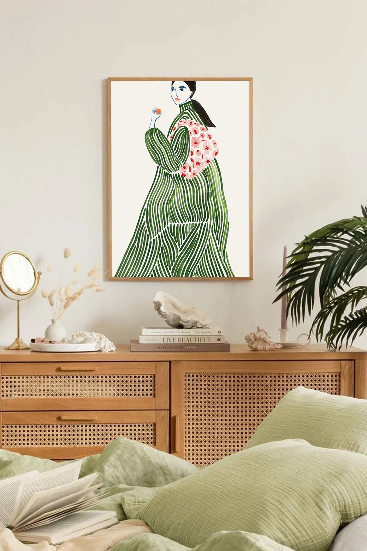 Dekorsiahome Tek Parça Ahşap Çerçeveli Oturma Odası Salon Mutfak Tablo TK0206