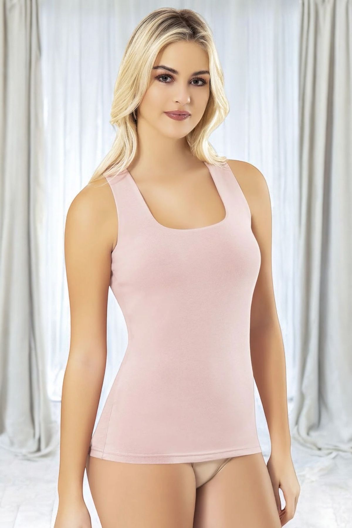 Katmirra Kare Yaka Kadın Likralı Penye Body Atlet