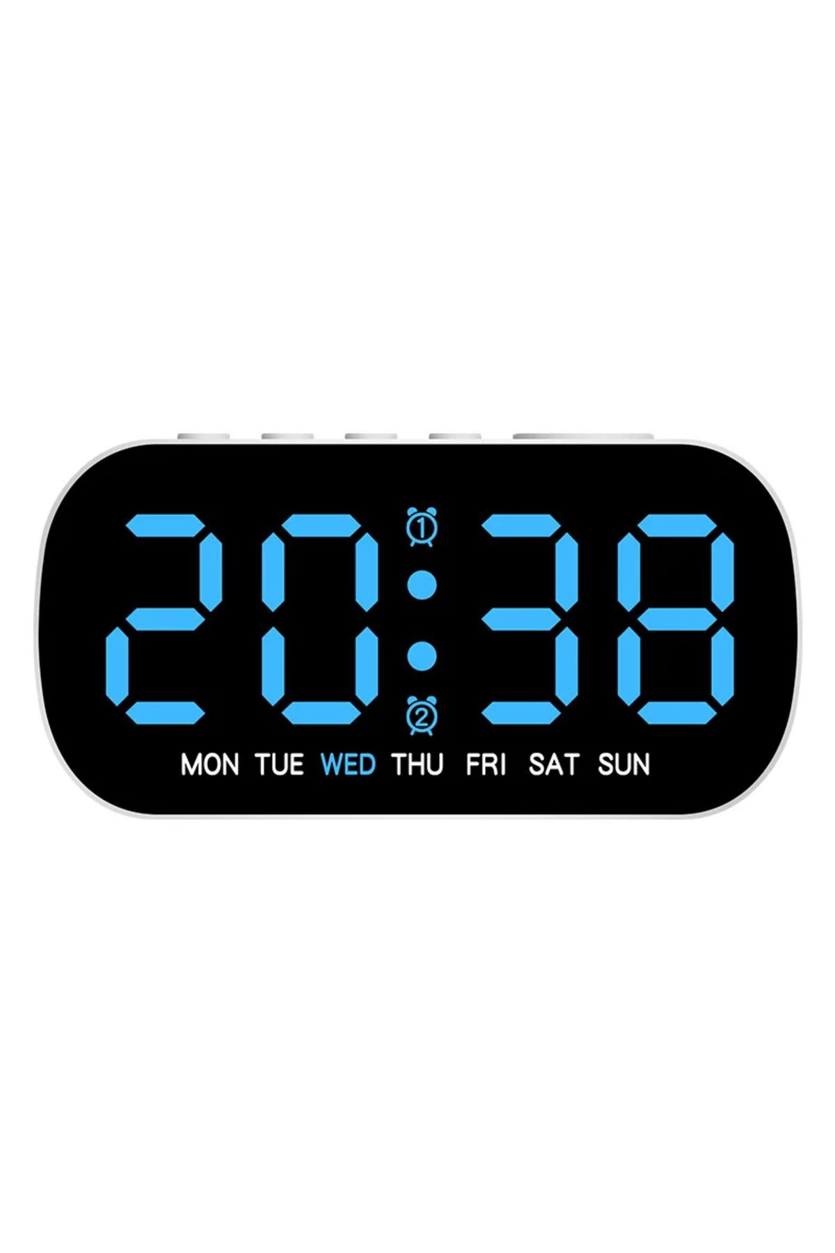 Choice-Blue Digital Alarm Clock USB Powered Temperature Date Week Dual Alarm Night Mode Snooze Clock 5 Leve 1
