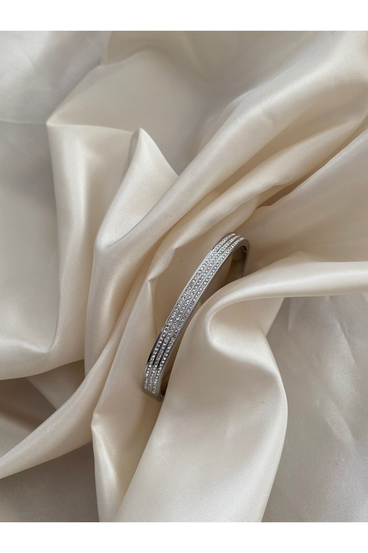 bedisjewelry Ayarlanabilir Silver Taşlı Kelepçe