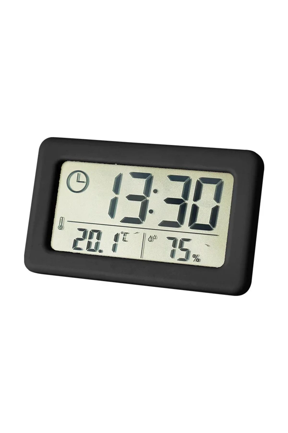 Choice-black Mini Digital Clock Temperature & Humidity Display Portable Desk Clock LED Clock Slim Small Ala 1