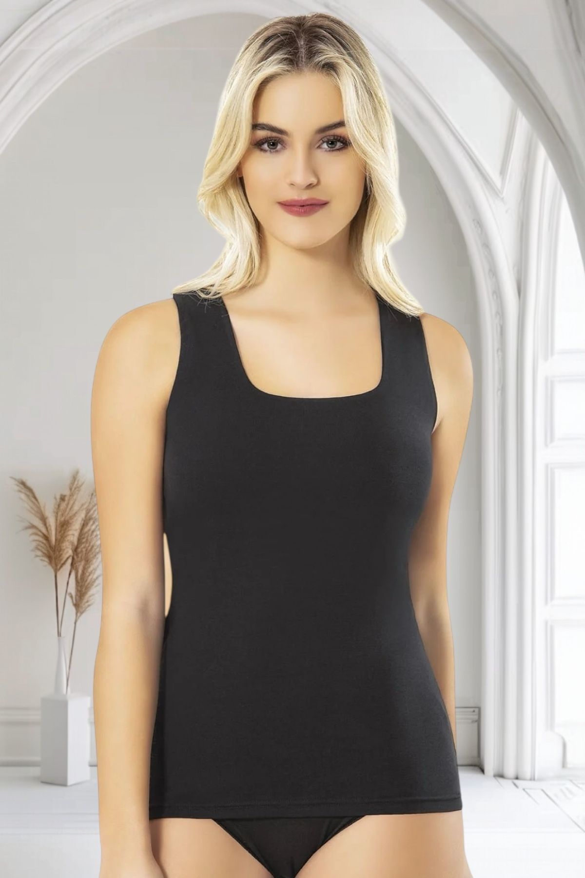 Katmirra Kare Yaka Kadın Likralı Penye Body Atlet