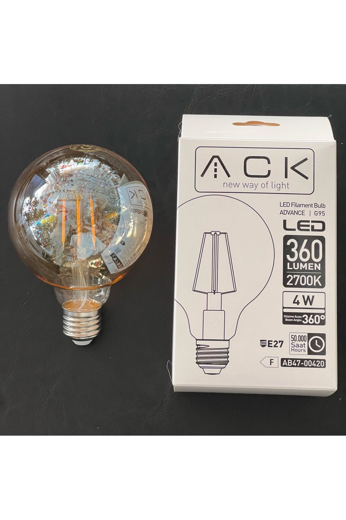 ACK 4 WATT 2700 KELVİN GÜNIŞIĞI 360 LÜMEN G95 RUSTİK LED AMPUL