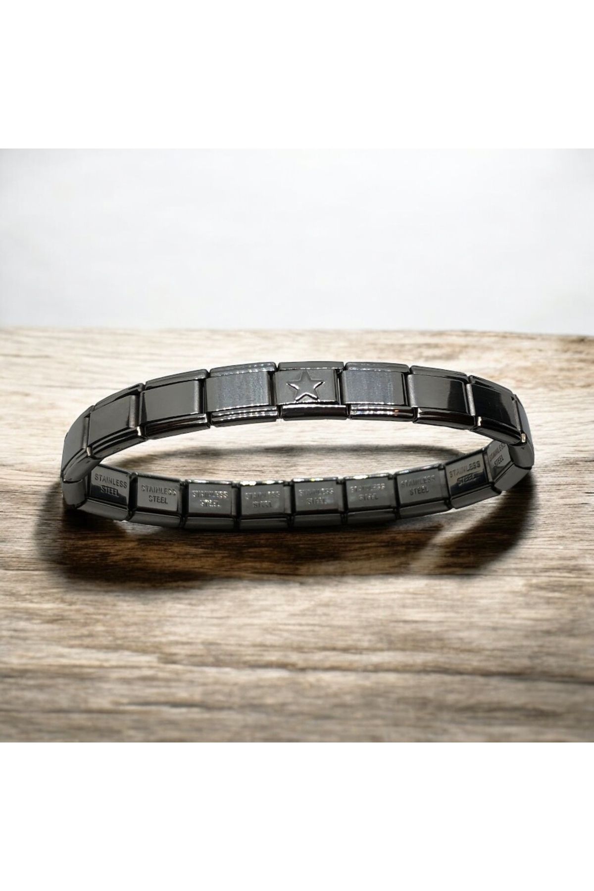 MeSin Store ÇELİK KABARTMA YILDIZ CHARM EKLENTİLİ ÇELİK İTALYAN BİLEKLİK