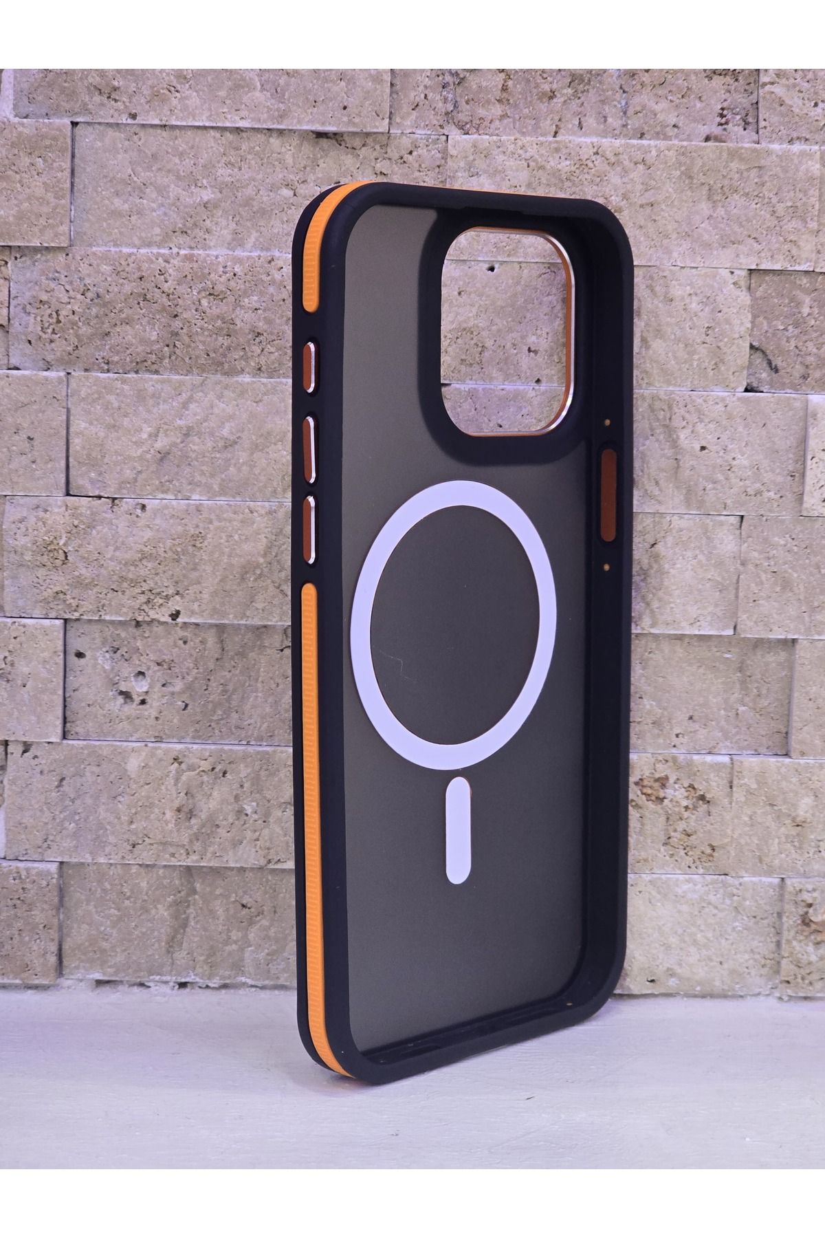 FATÖZ ACCESSORY İphone 15 Pro Max Uyumlu Kablosuz Şarj Destekli Antişok Korumalı Mat Siyah Buzlu Yüzeyli Sert Kılıf