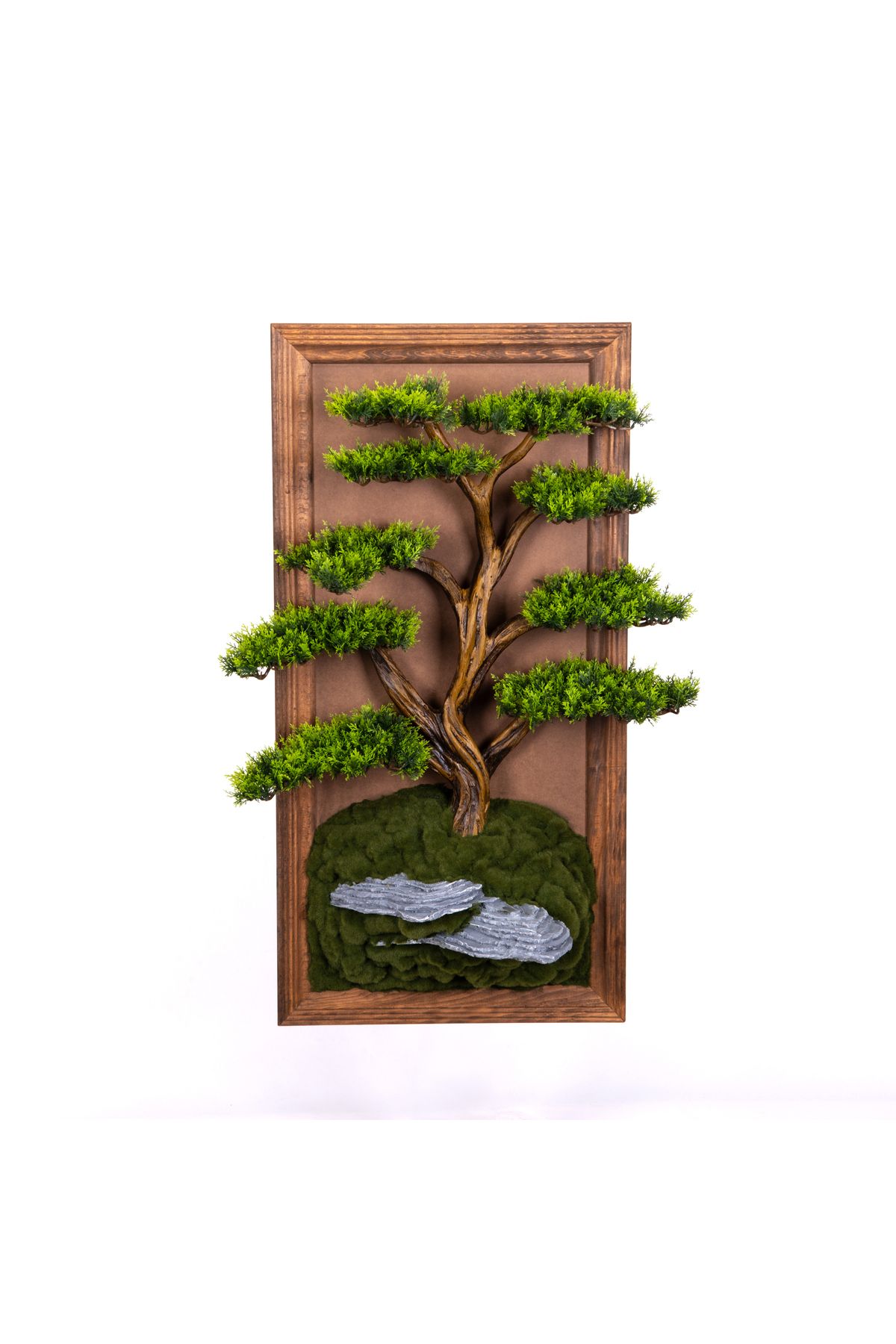 Omnia Concept Bonsai Tableau Magnus-1 - Masif Ahşap Çerçeveli 3 Boyutlu Yapay Ağaç Tablosu 50x100 cm