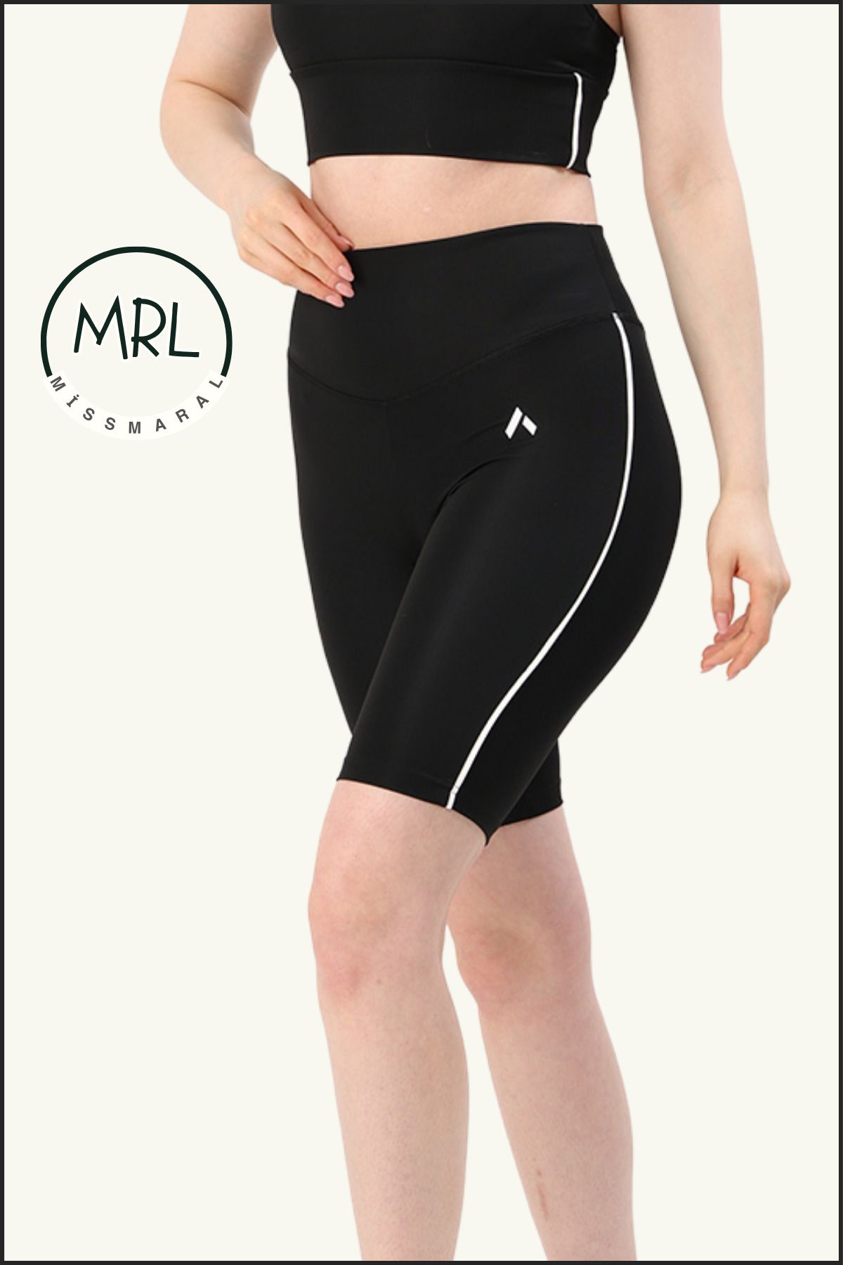 missmaral Kadın Siyah Yüksek Bel Toparlayıcı Biker Şort Kısa Spor Tayt Likralı Dalgıç Biker Tights 1043
