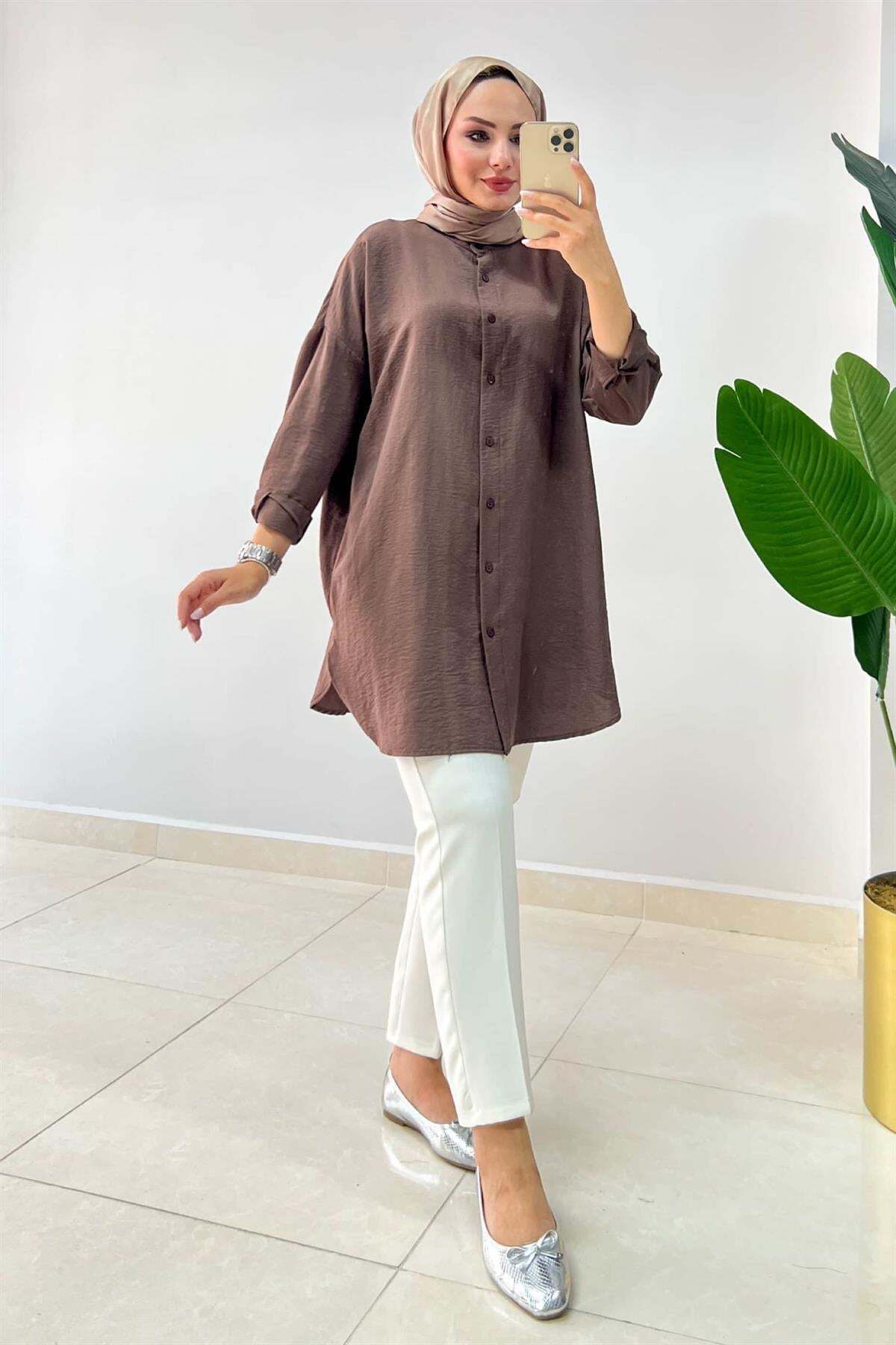 Rimel Moda Carina Gömlek Kahverengi