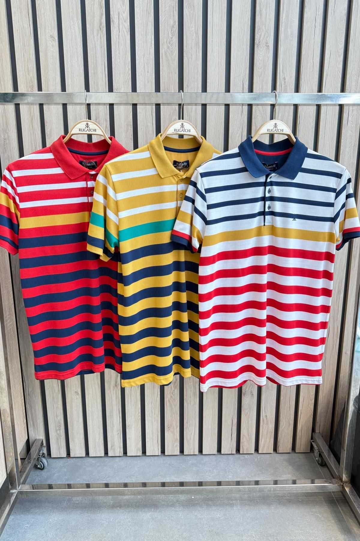 rugatchi Erkek 3'lü Polo Yaka T-Shirt %100 Pamuk Renkli