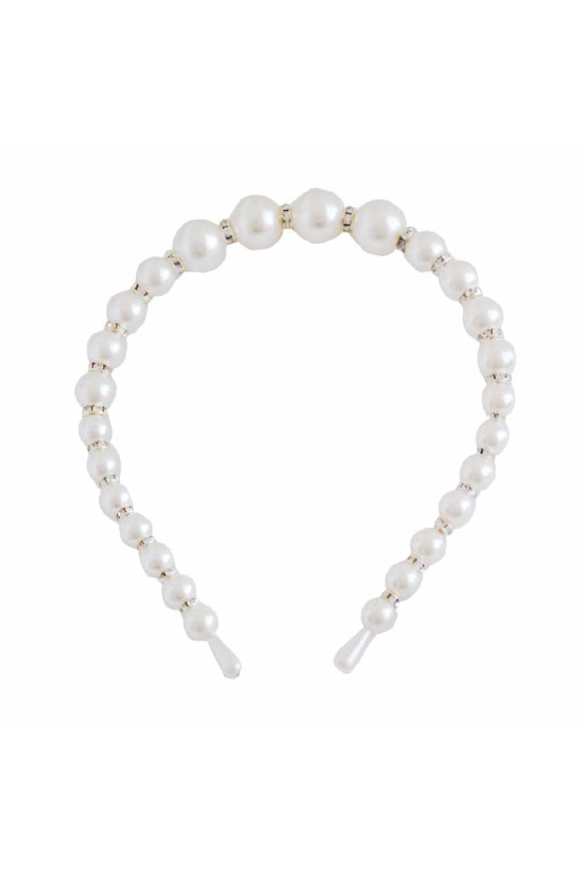 PUFO Bentiță Elegantă De Păr Pufo Pearl Cu Mărgele Albe Femeie - One Size
