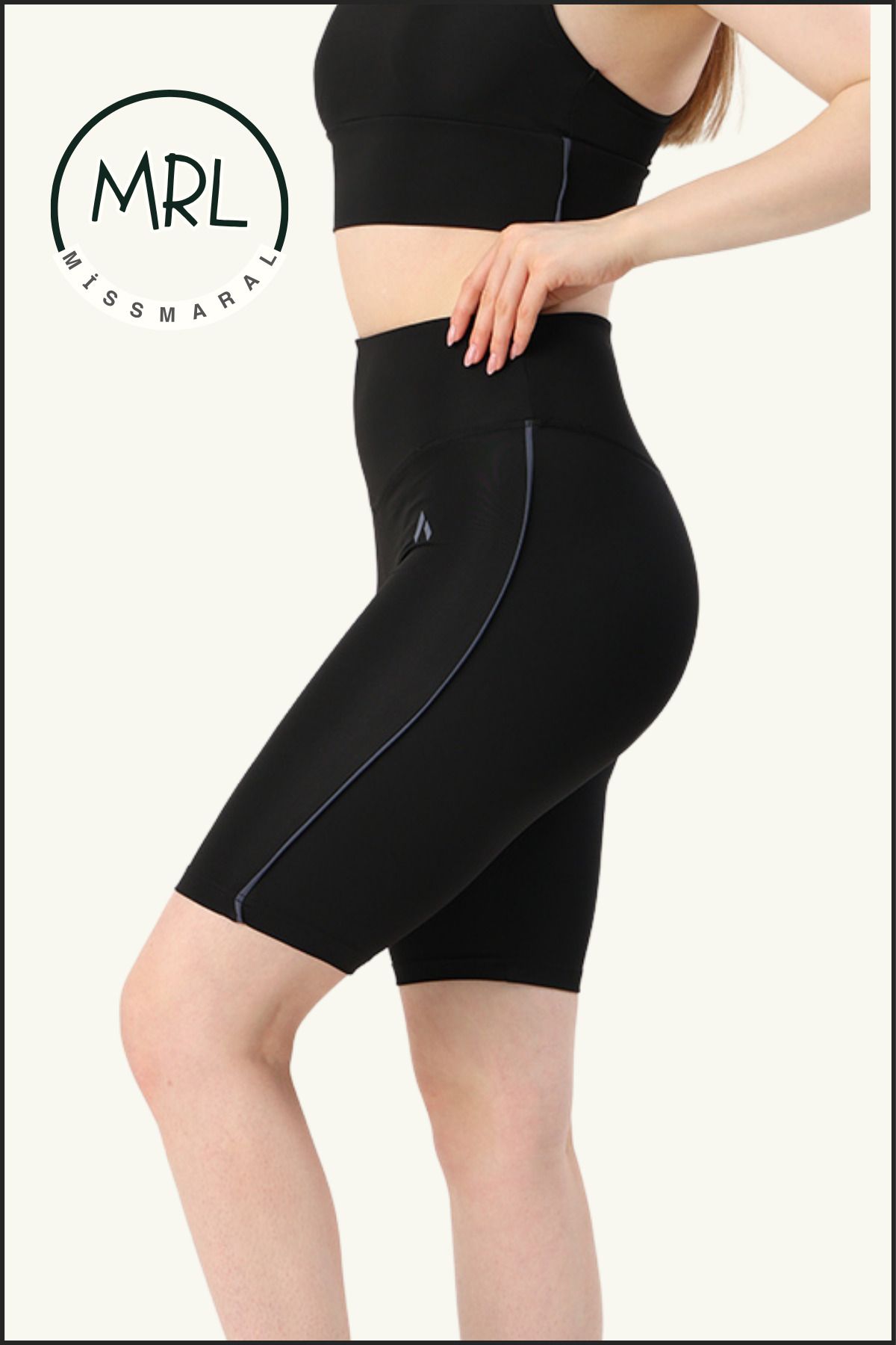 missmaral Kadın Siyah Yüksek Bel Toparlayıcı Biker Şort Kısa Spor Tayt Likralı Dalgıç Biker Tights 1043