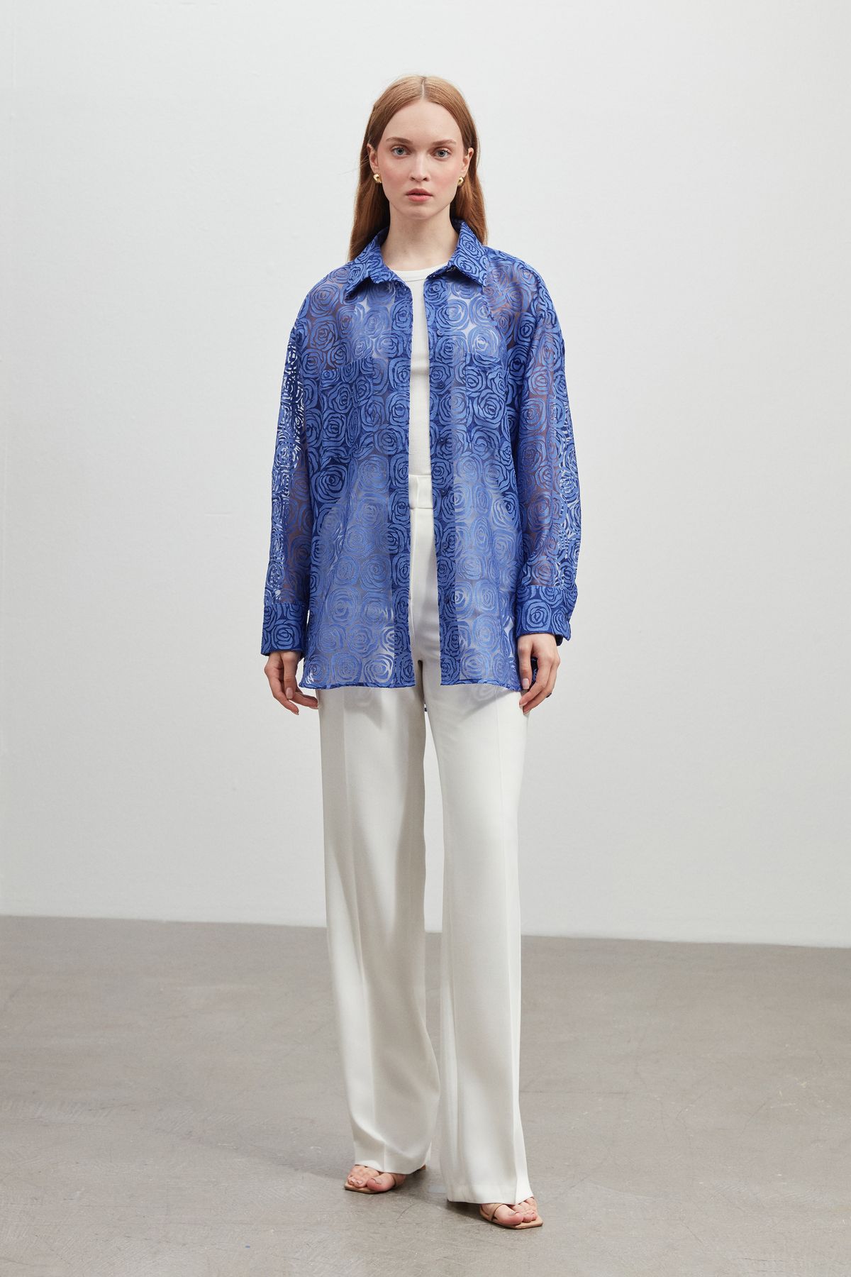 Shn KUŞAKLI TRANSPARAN OVERSIZE GOMLEK