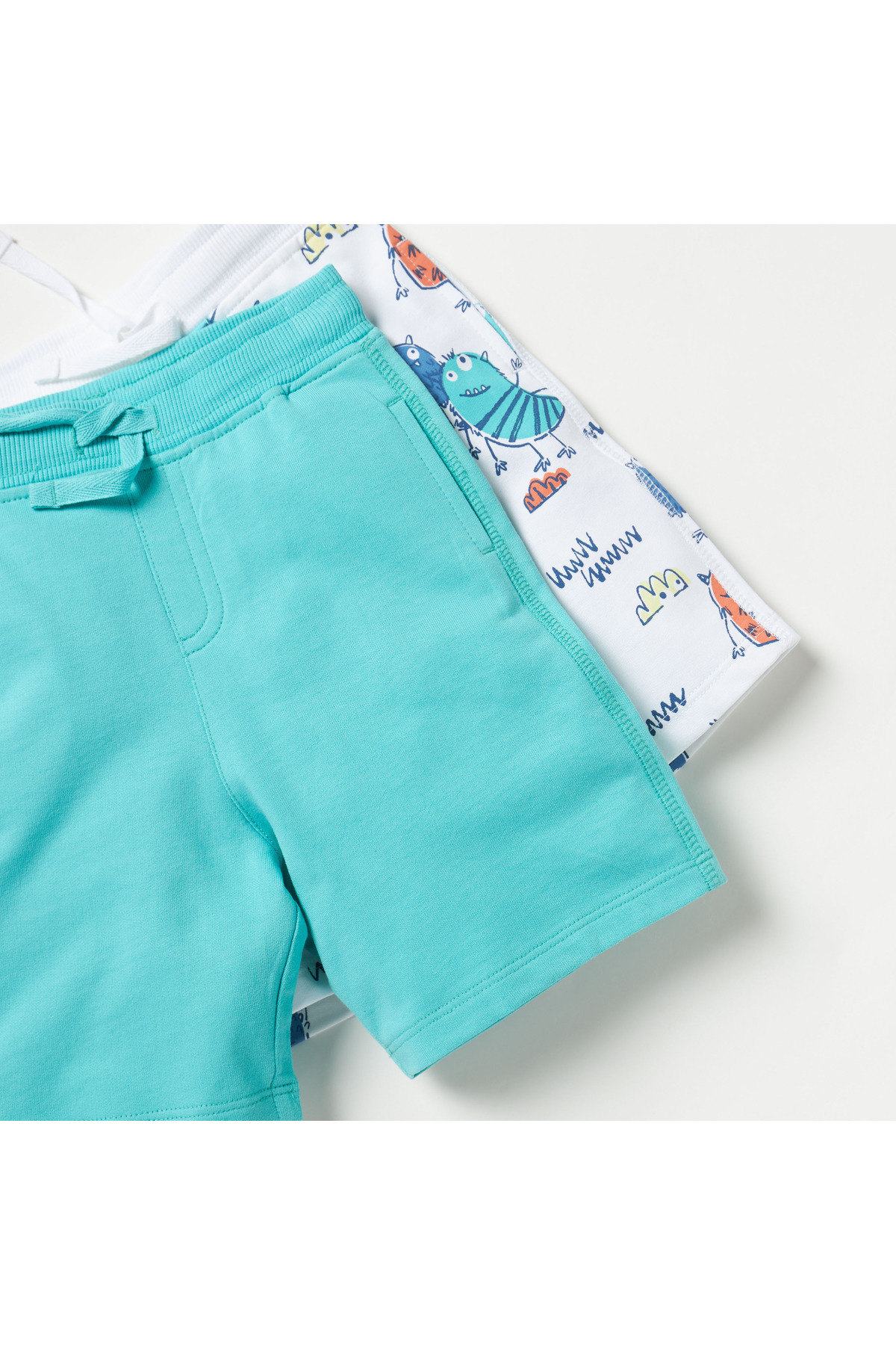 Juniors-Monster Print Shorts With Drawstring Closure - Set Of 2 5