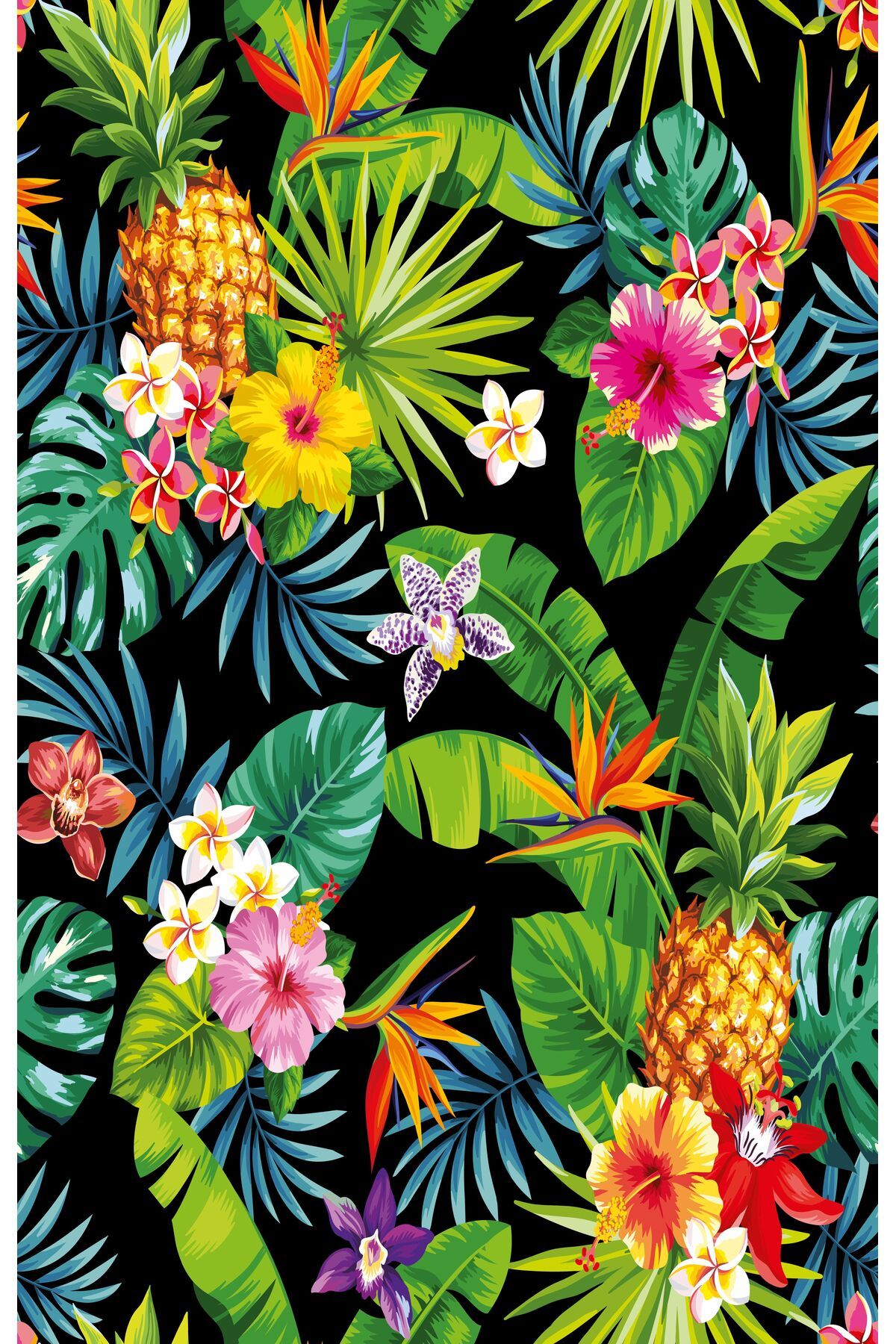 Fabeteks Ananas ve Çiçekler Plaj Havlusu 75x150cm