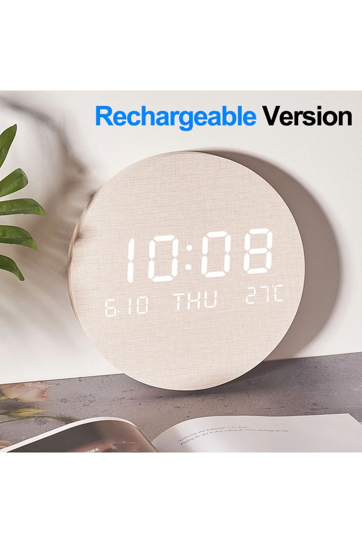 Choice-A1 Rechargeable LED Digital Wall Clock Temperature Date Time Multi-function Display Living Room Home 1