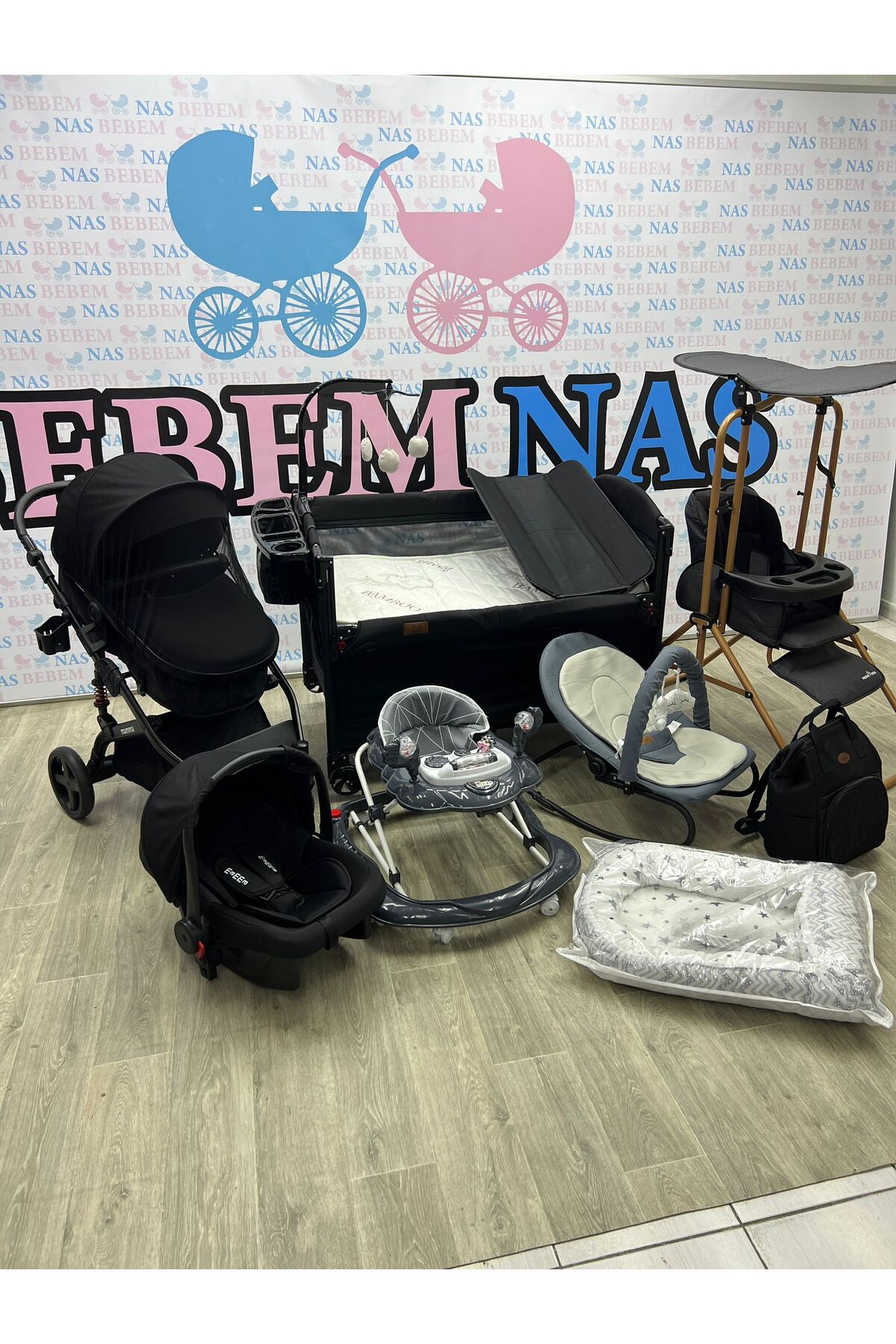bebemnas Yeni Doğan Bebek Çeyiz Seti Full Set (bebek arabası-çanta-puset-yürüteç-beşik-anakucağı-salıncak) fotoğrafı 3 (önizleme)