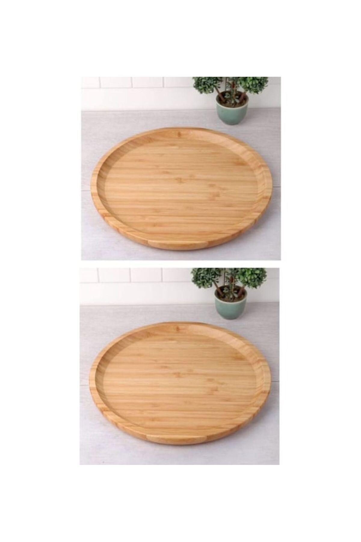 YDGR 20 cm Bambu Ahşap Yuvarlak Pasta Kahvaltı Servis Sunum Tabağı